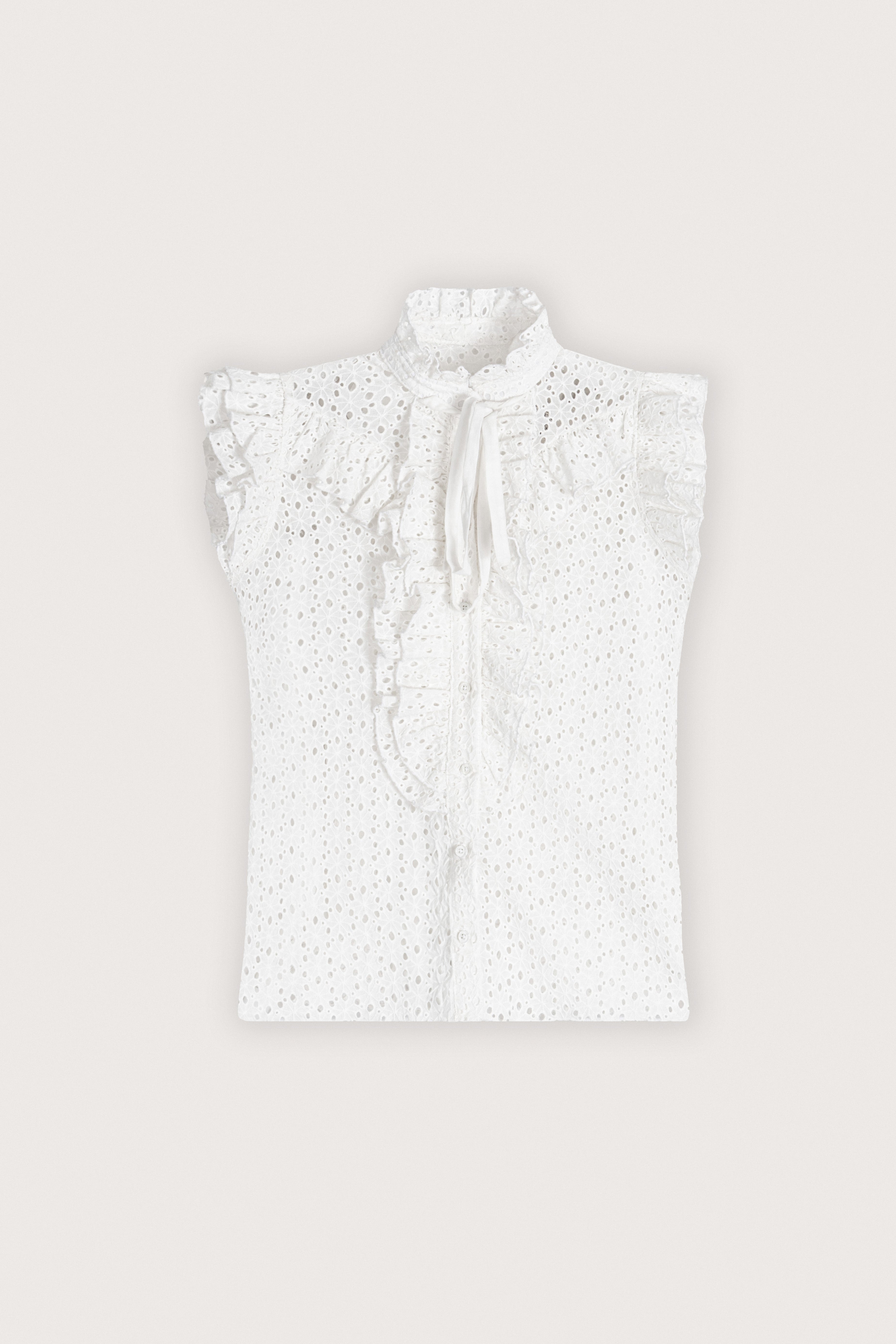 White Embroidered sleeveless blouse