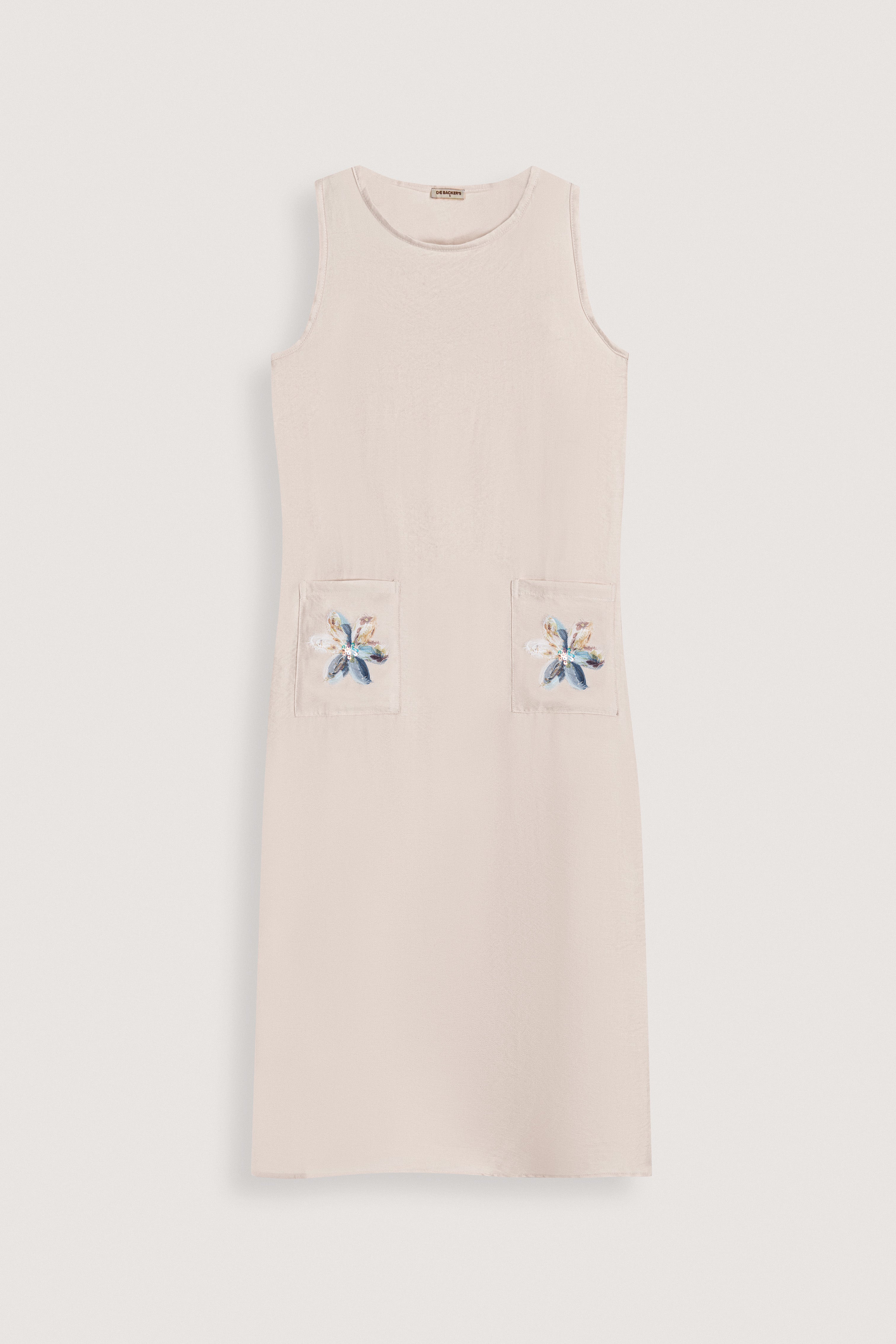 Beige Sleeveless Midi Dress