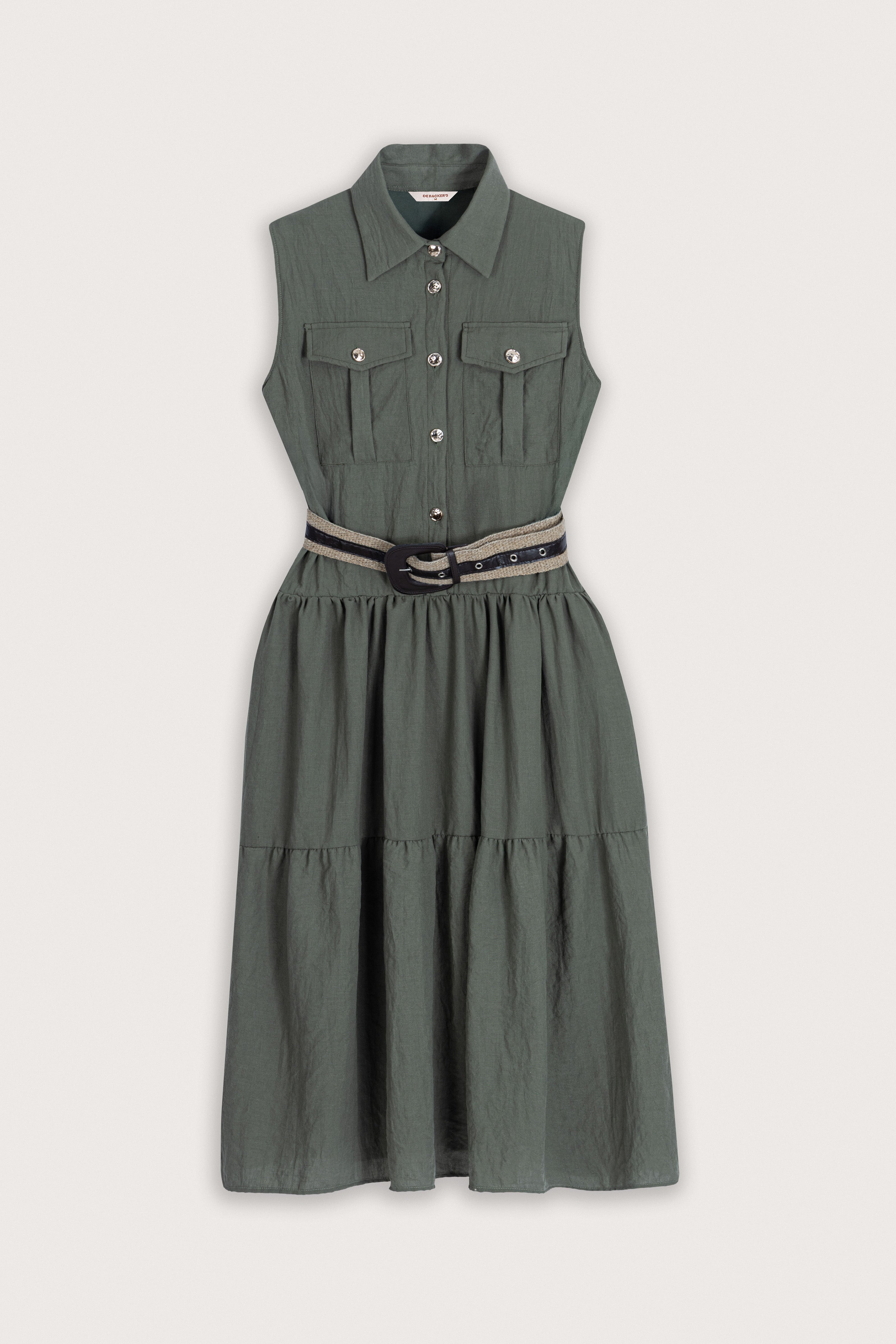 Dark Green Sleeveless Midi Dress