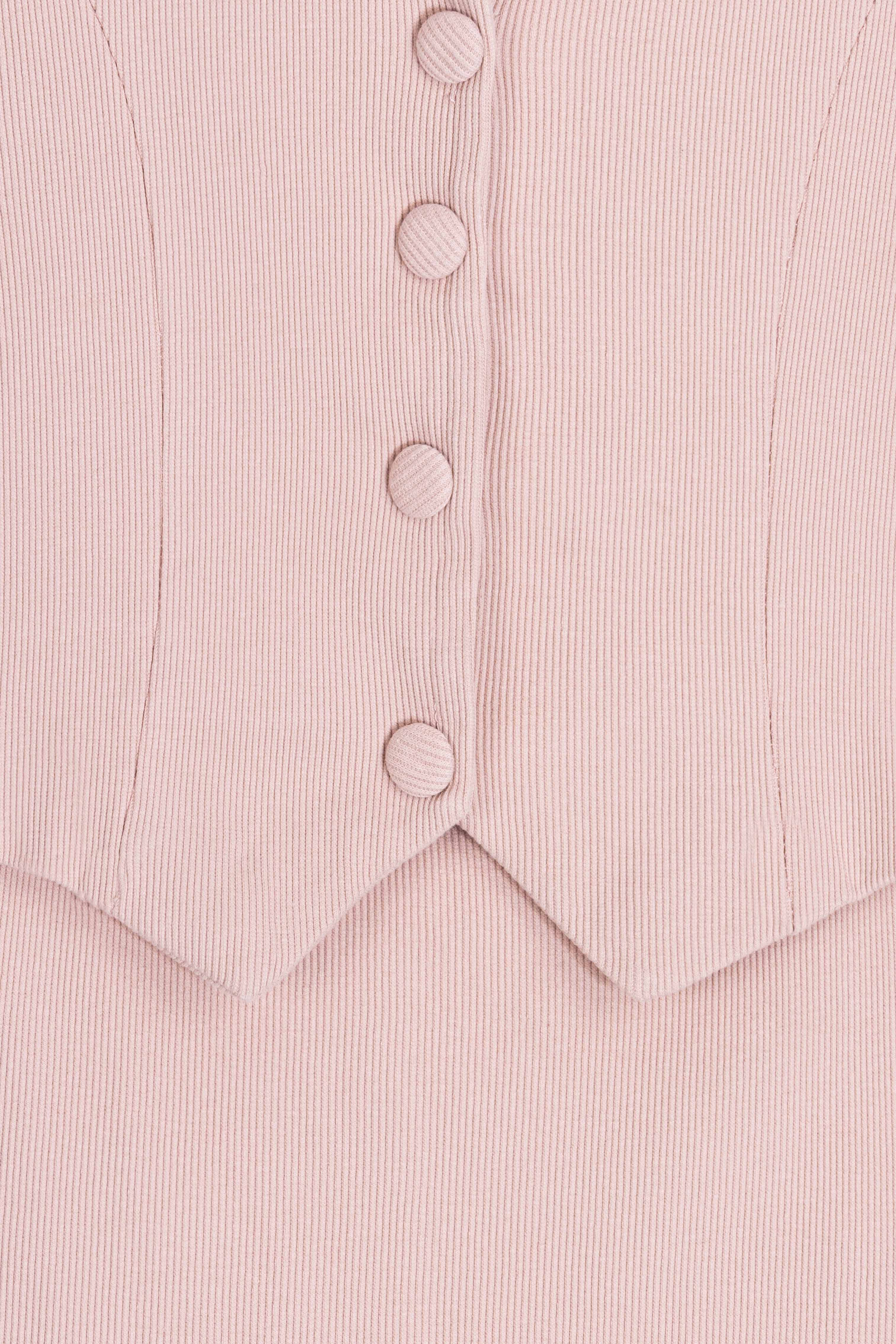 Light Rose Ribbed Casual Dress