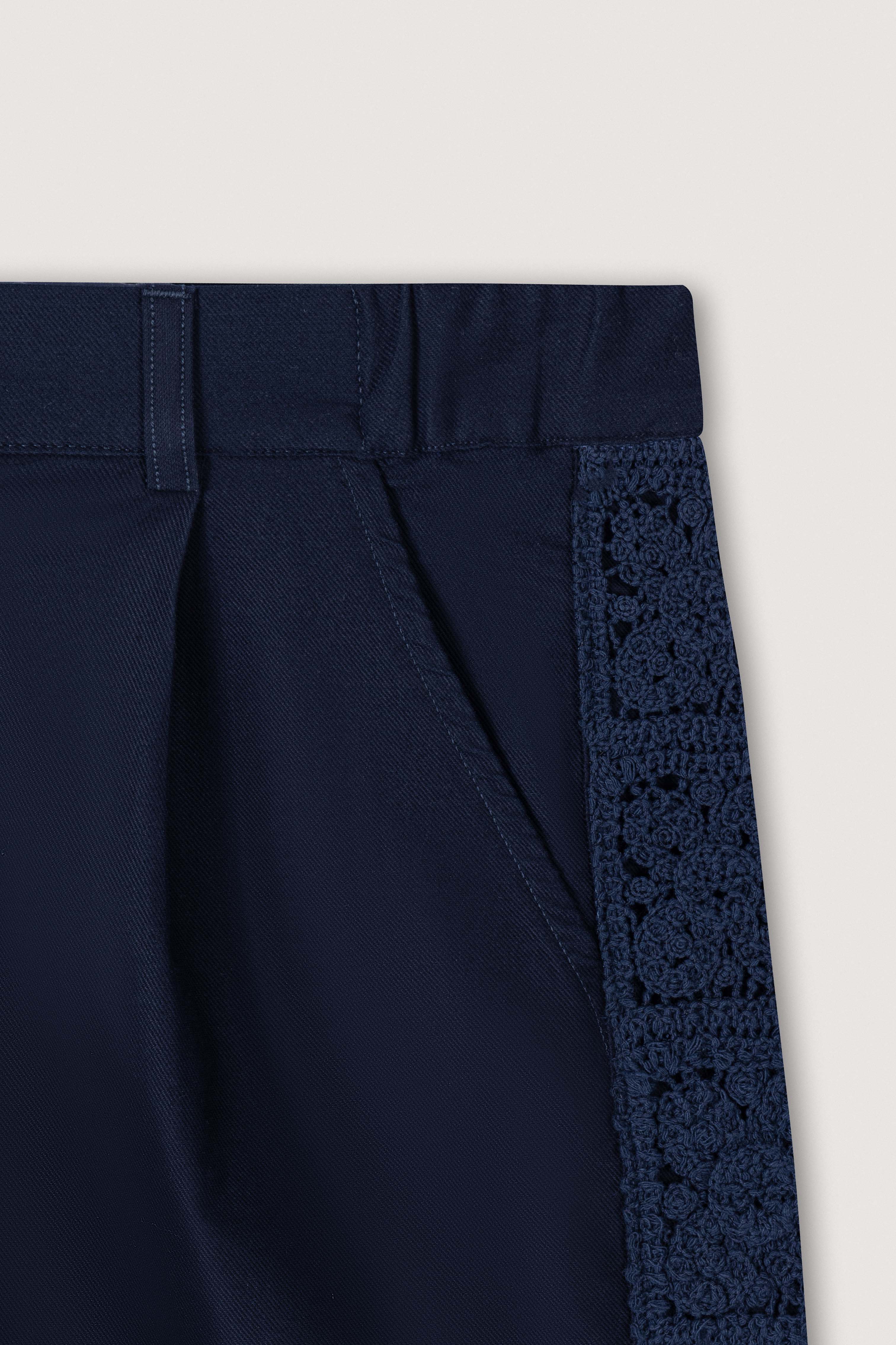 Navy Wide-Leg Casual Women's Pants