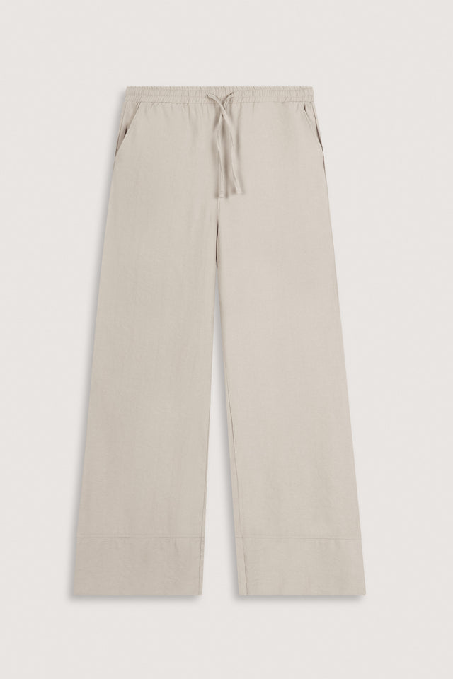 Dark Beige Wide-Leg Casual Women's Pants