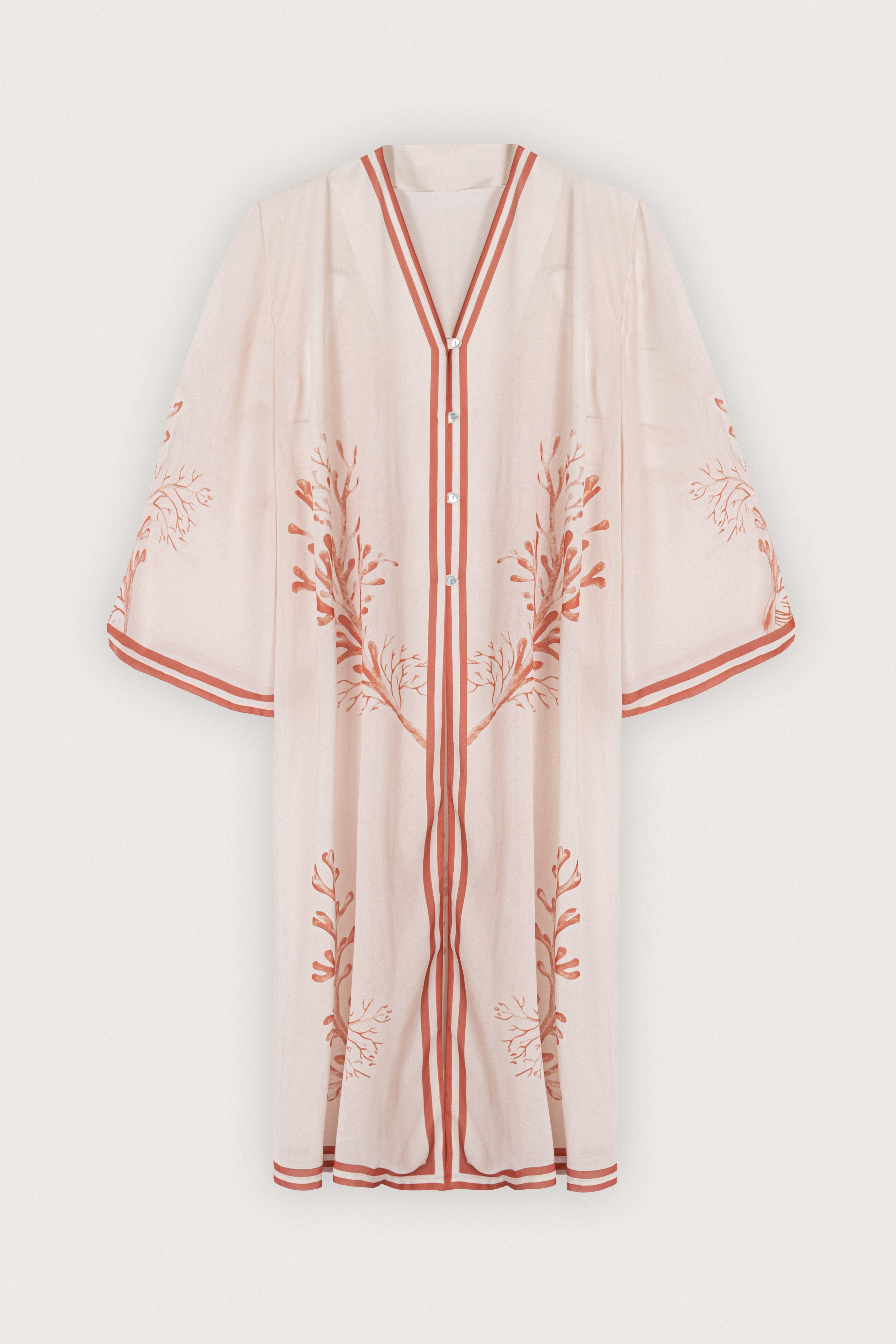 Off-White Printed Chiffon Cardigan
