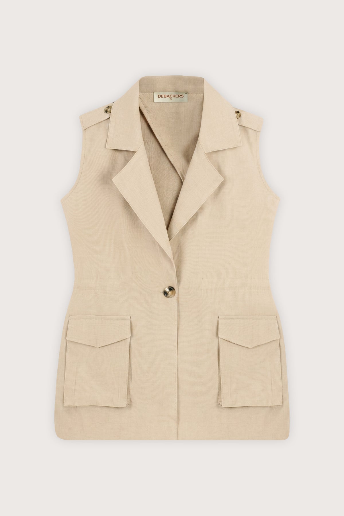 Light Beige Sleeveless Vest & matched colored Straight-Leg Trousers