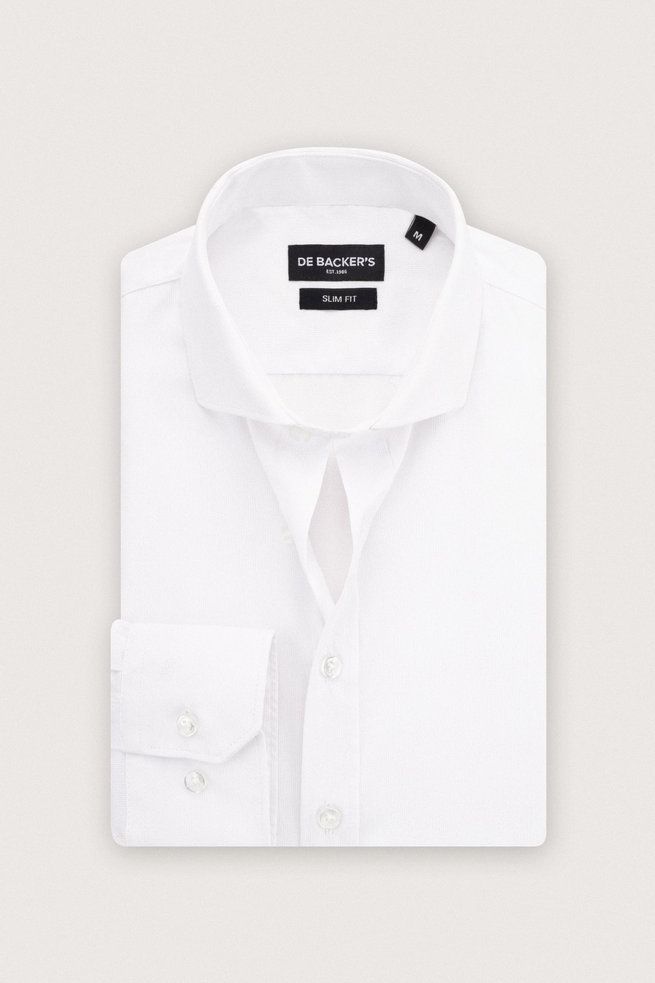 White Textured Basic Classic Shirt