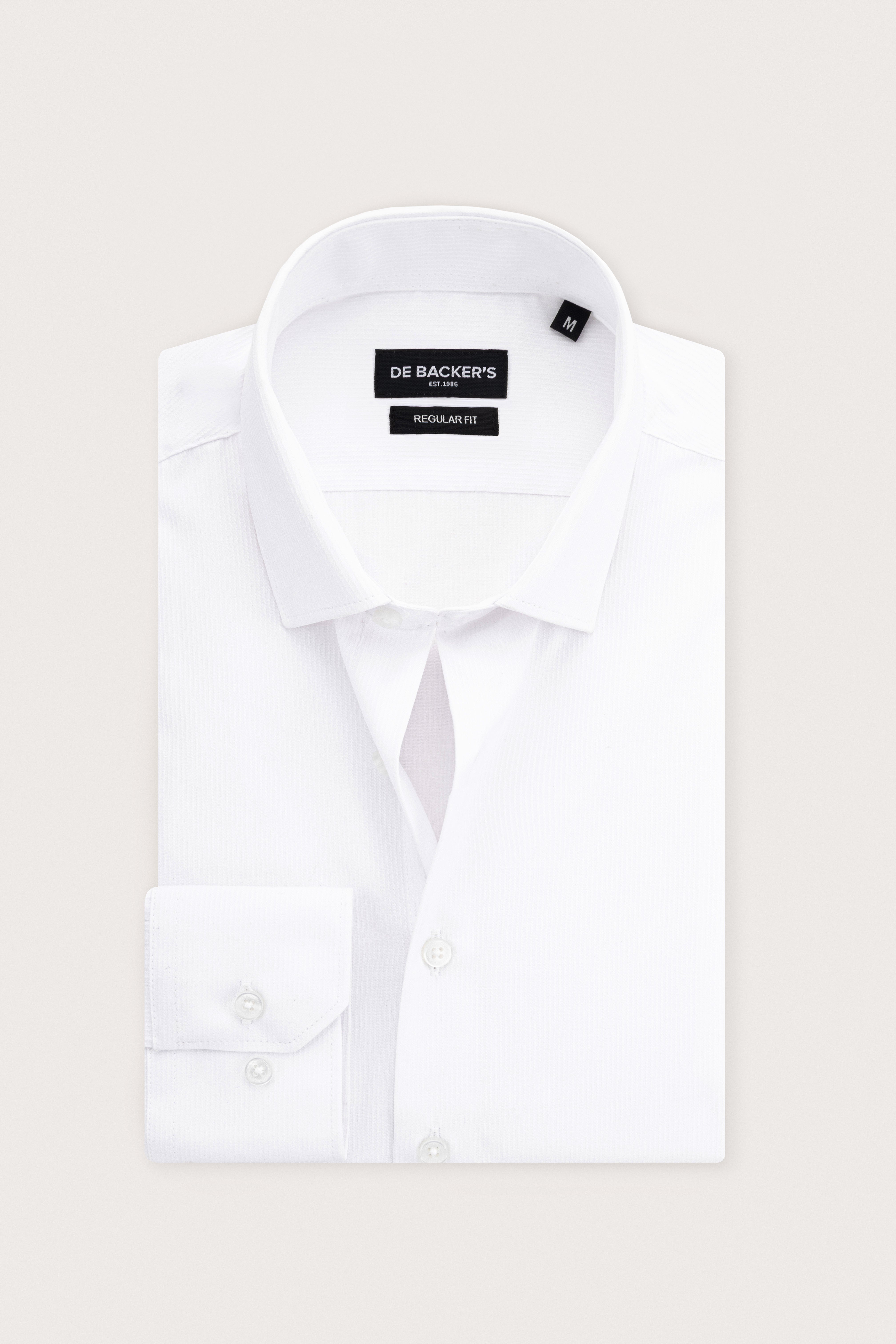 White Textured Basic Classic Shirt