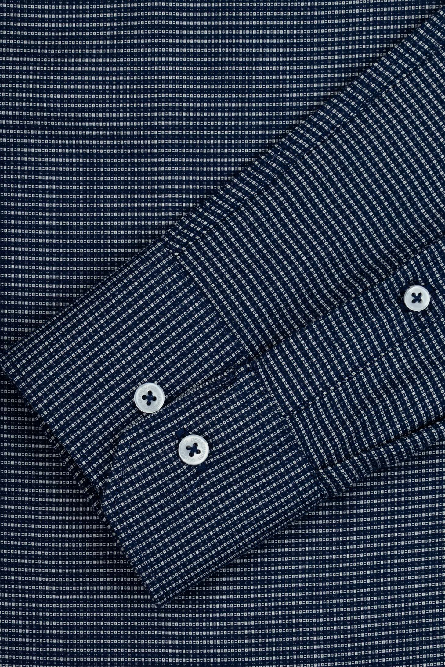 Navy Patterned  Smart Casual Shirt