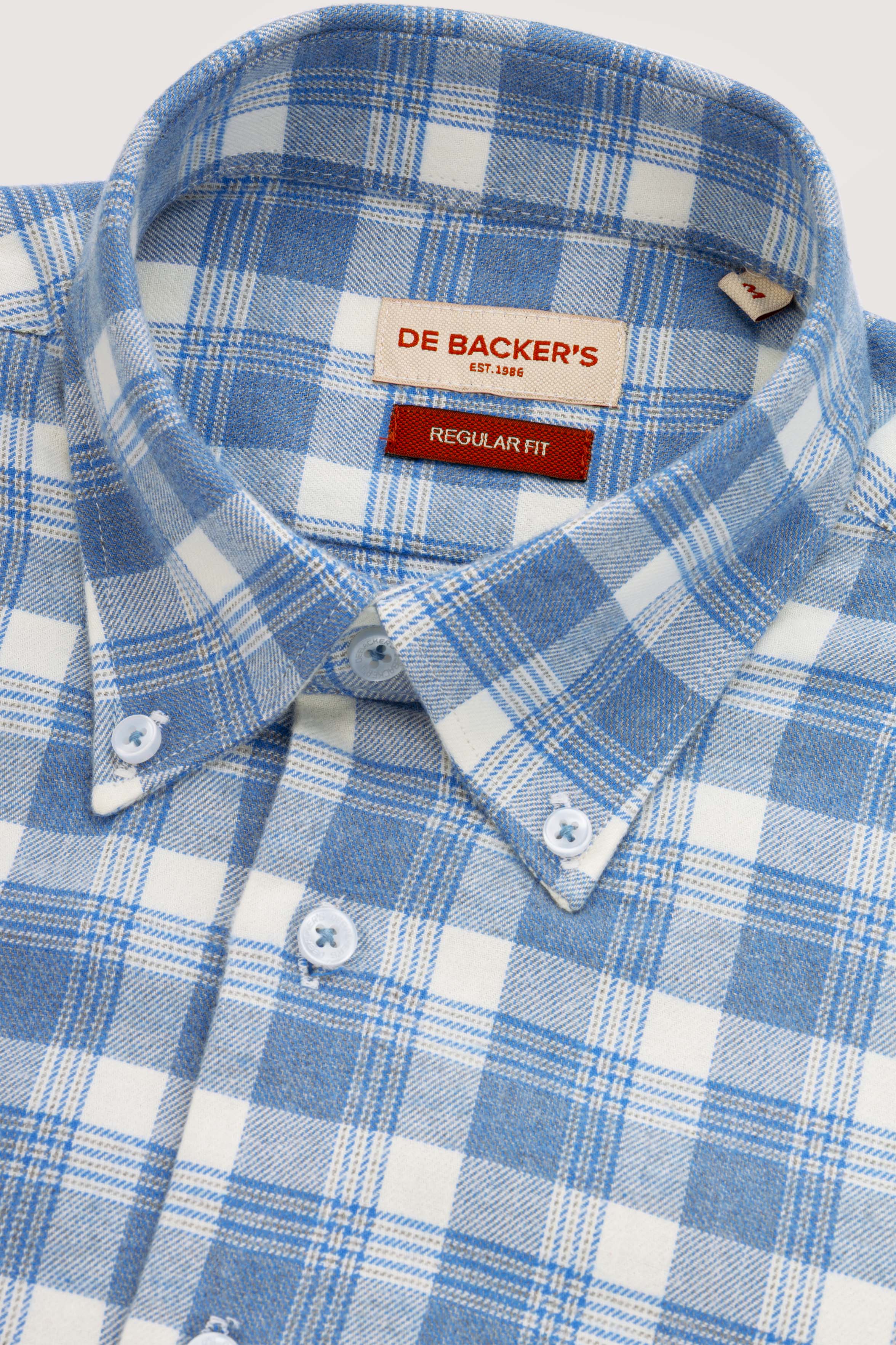 Light Blue Checked Wool-Feel Smart Casual Shirt