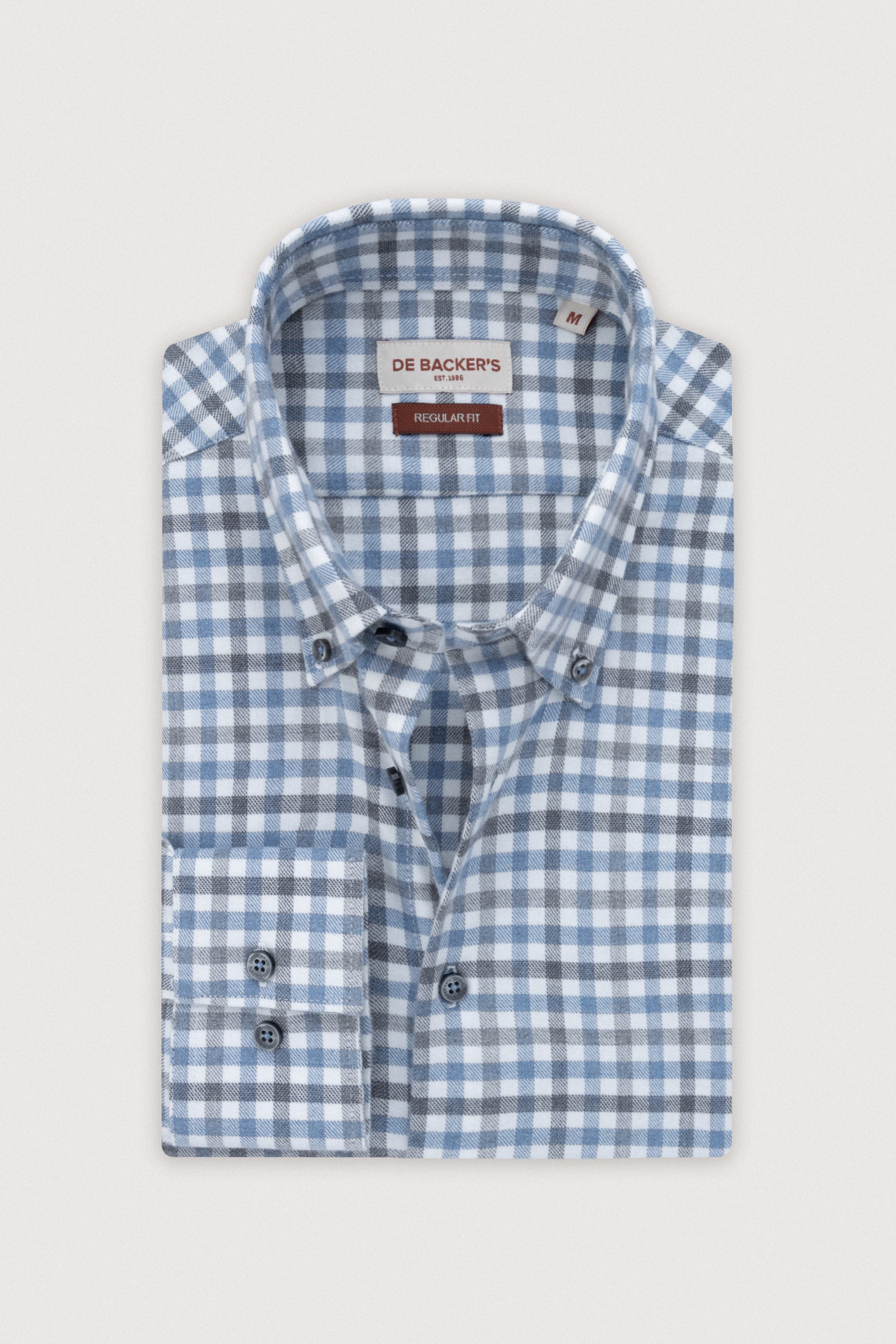 Light Blue Checked Wool-Feel Smart Casual Shirt