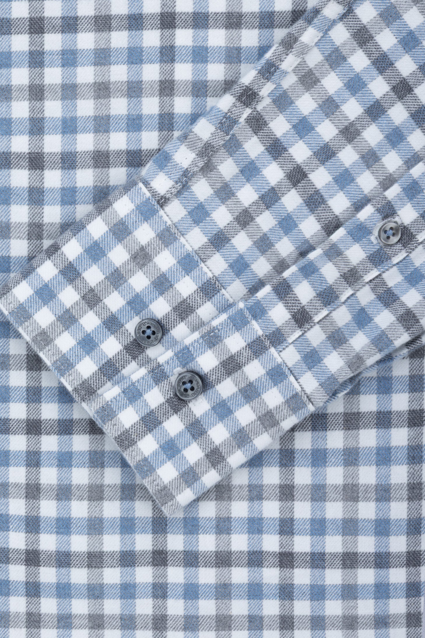 Light Blue Checked Wool-Feel Smart Casual Shirt