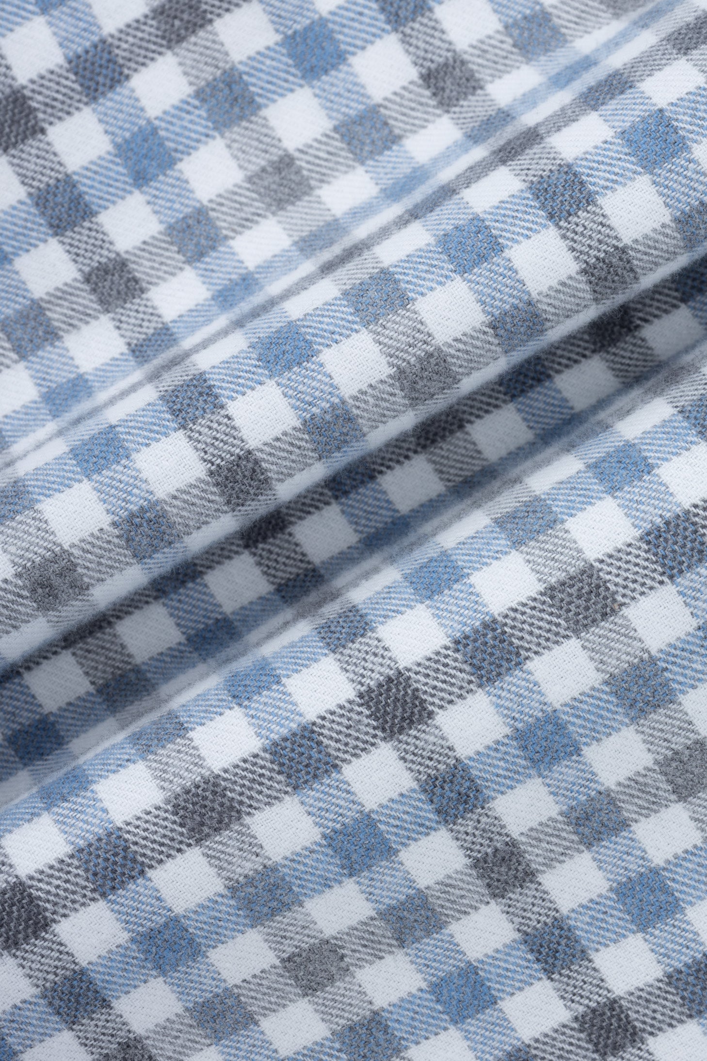 Light Blue Checked Wool-Feel Smart Casual Shirt