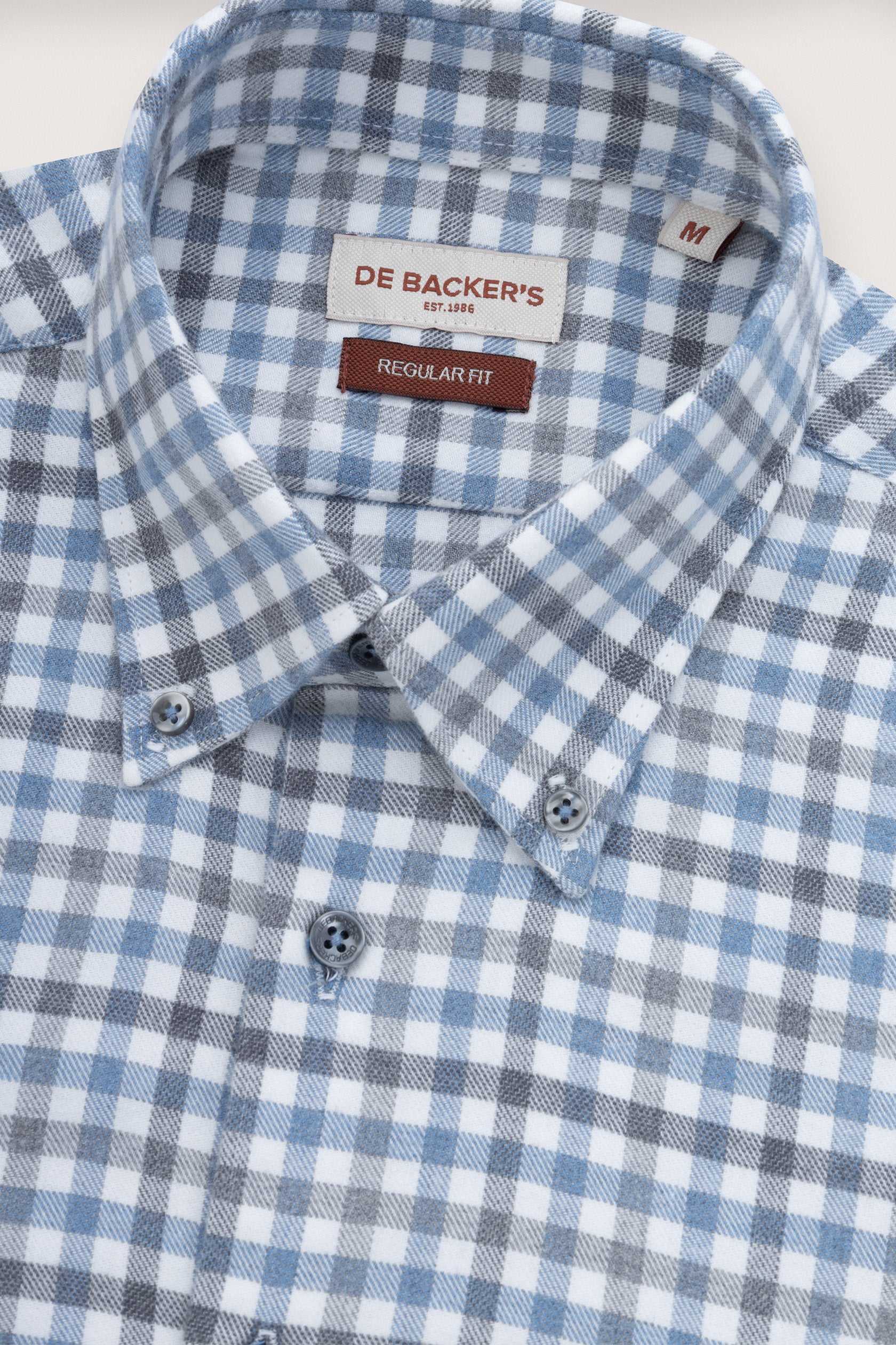 Light Blue Checked Wool-Feel Smart Casual Shirt