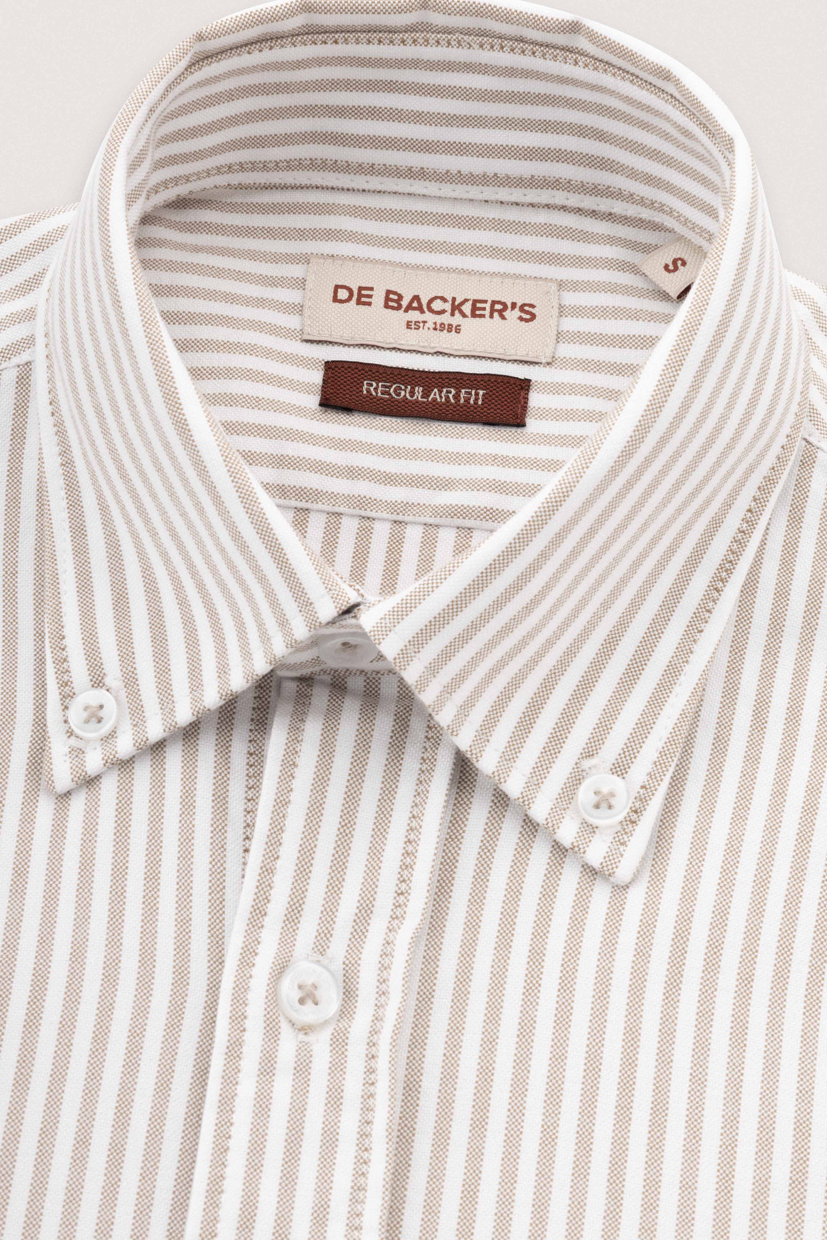 Beige Striped Oxford Smart Casual Shirt