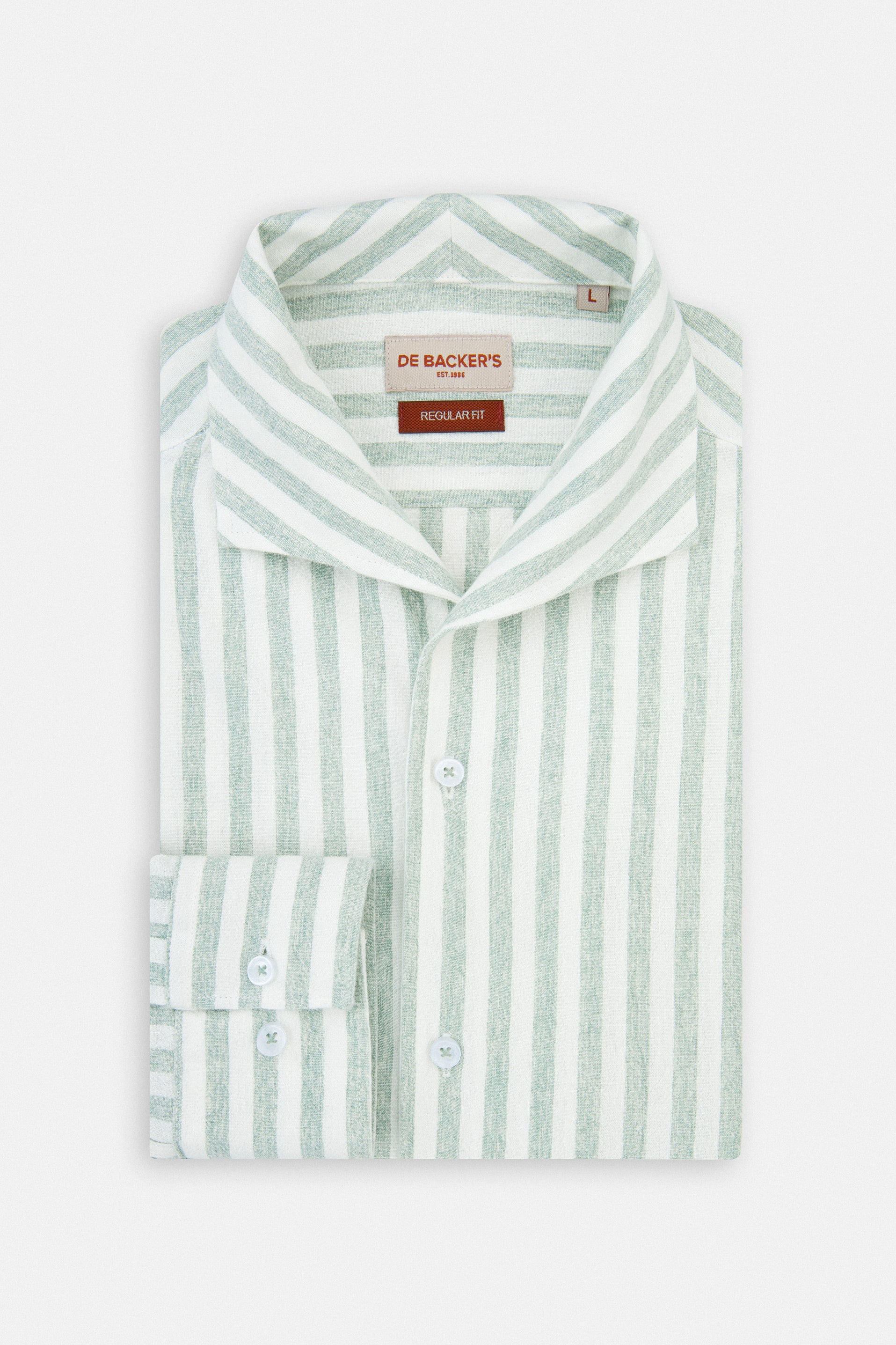 Striped Light Green Linen Blend Casual Shirt