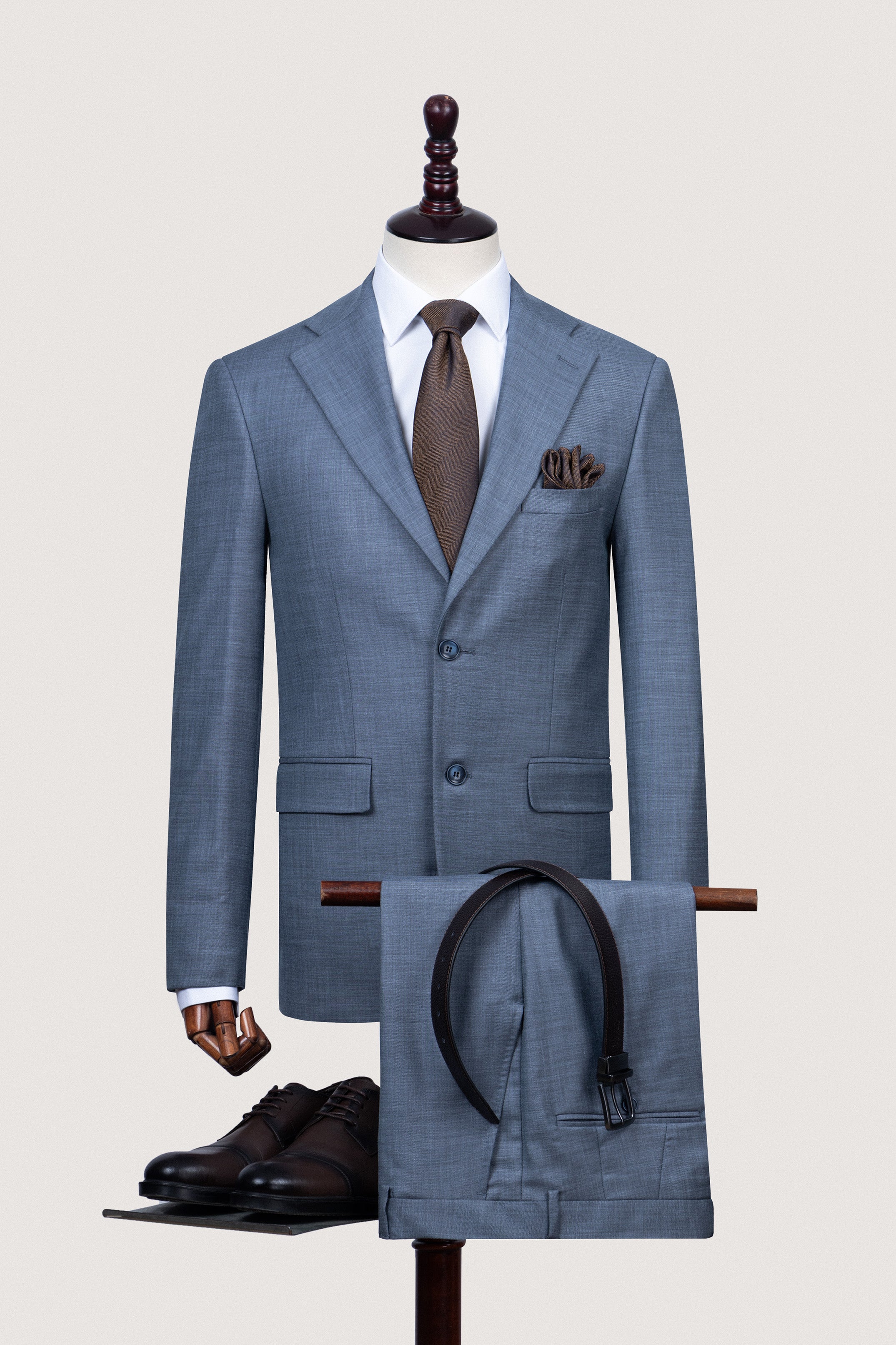 Heron Blue Patterned Classic Suit