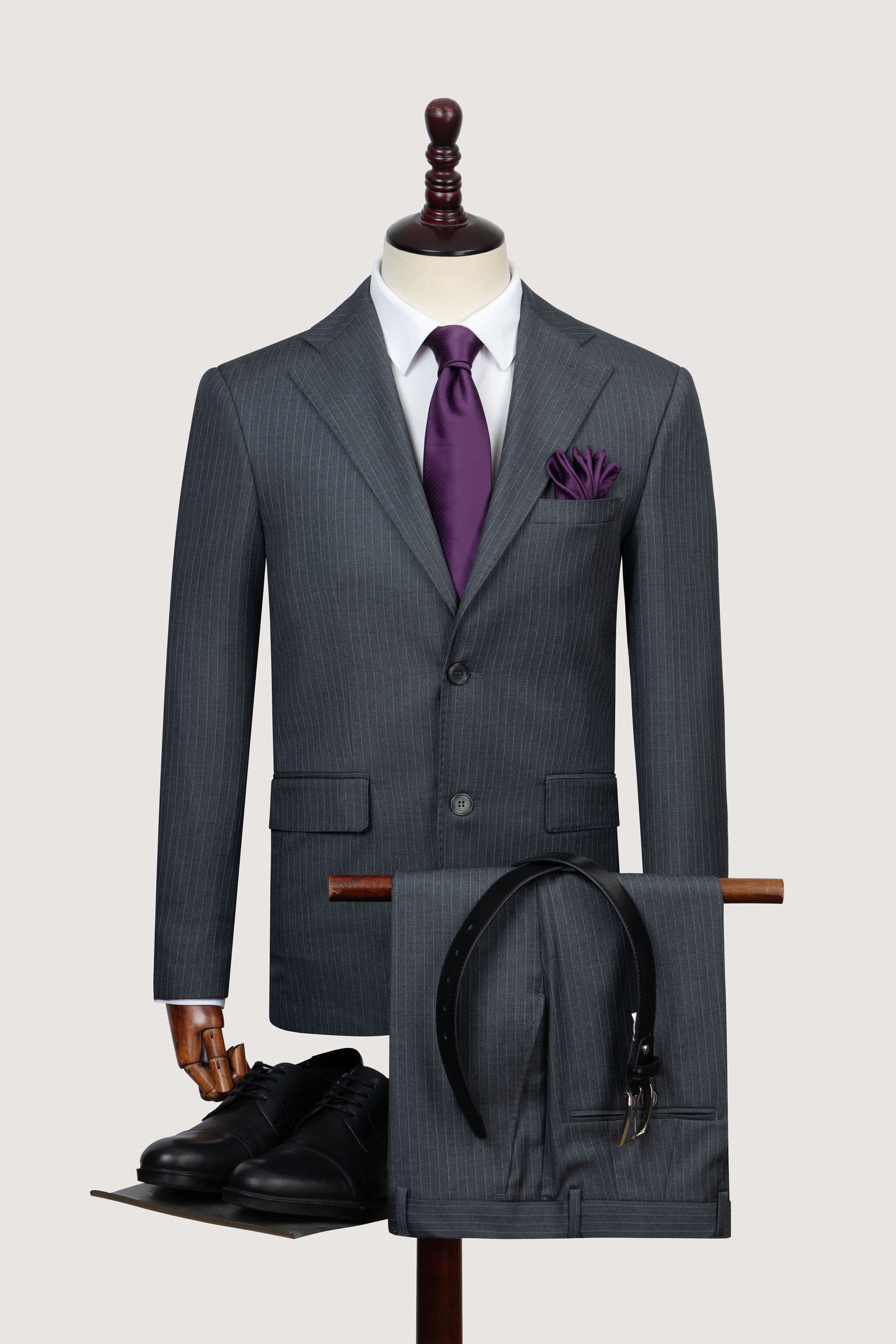Gray Striped Classic Suit