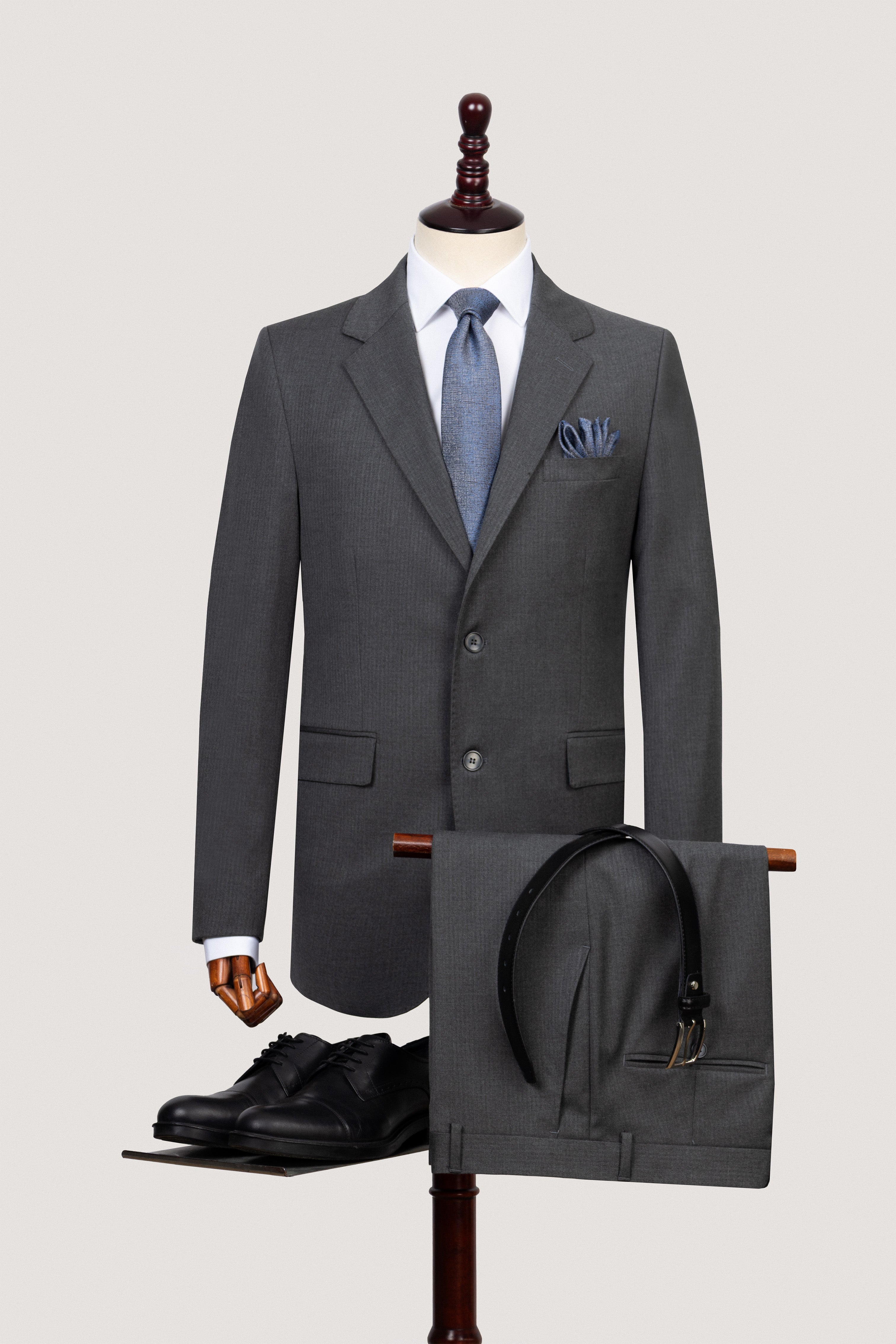 Dark Gray Striped Classic Suit