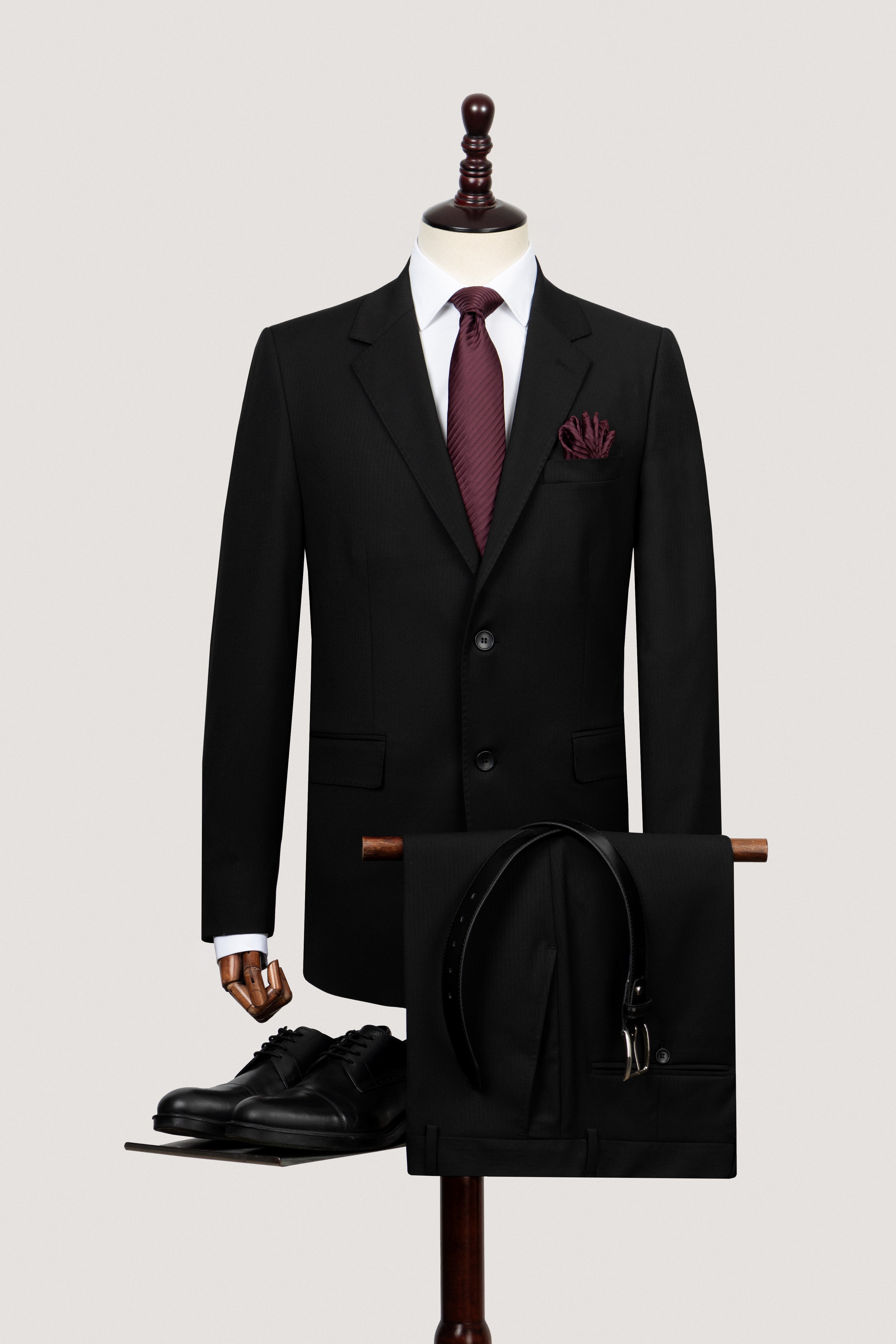 Black Striped Classic Suit