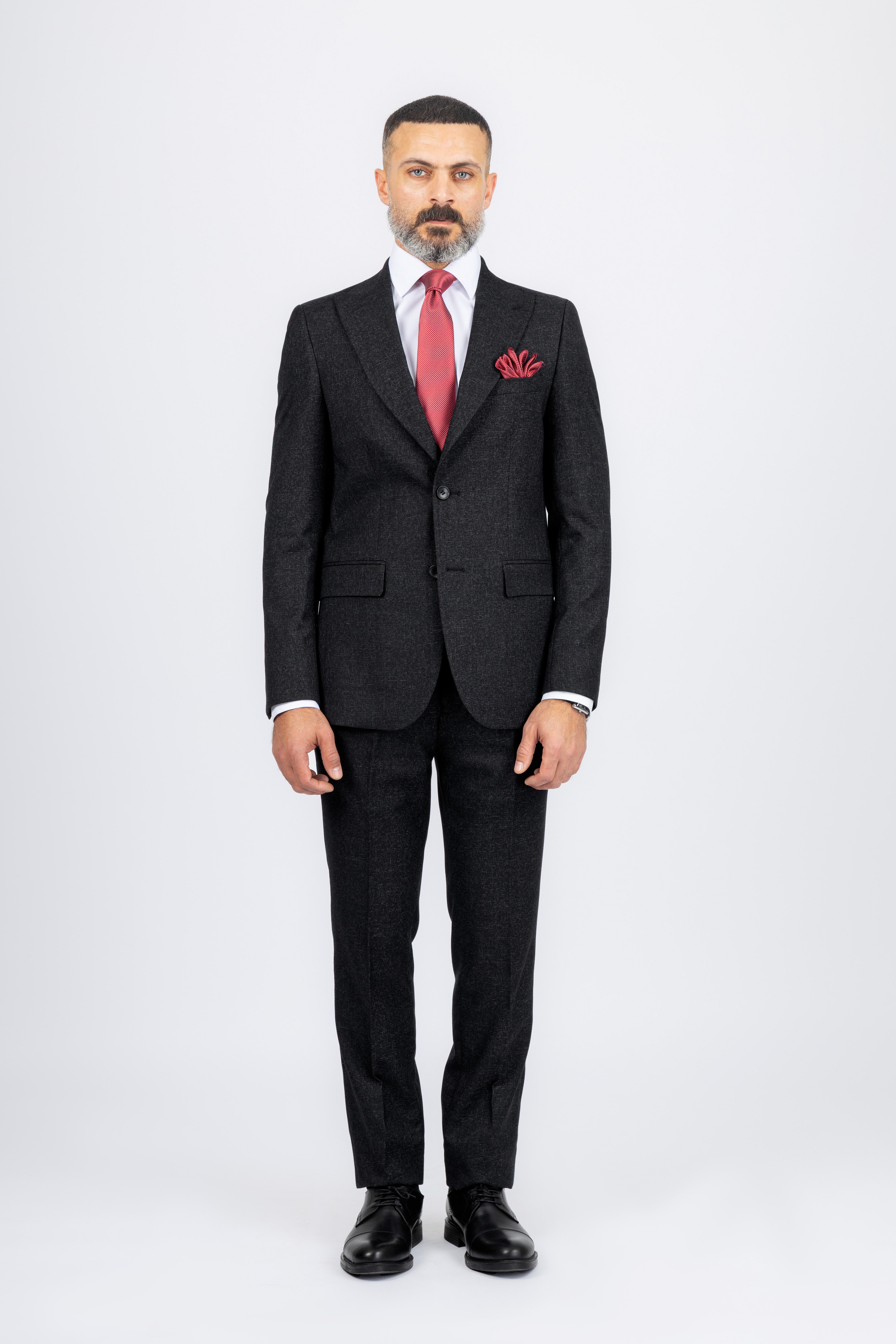 Dark Gray Textured Classic Suit