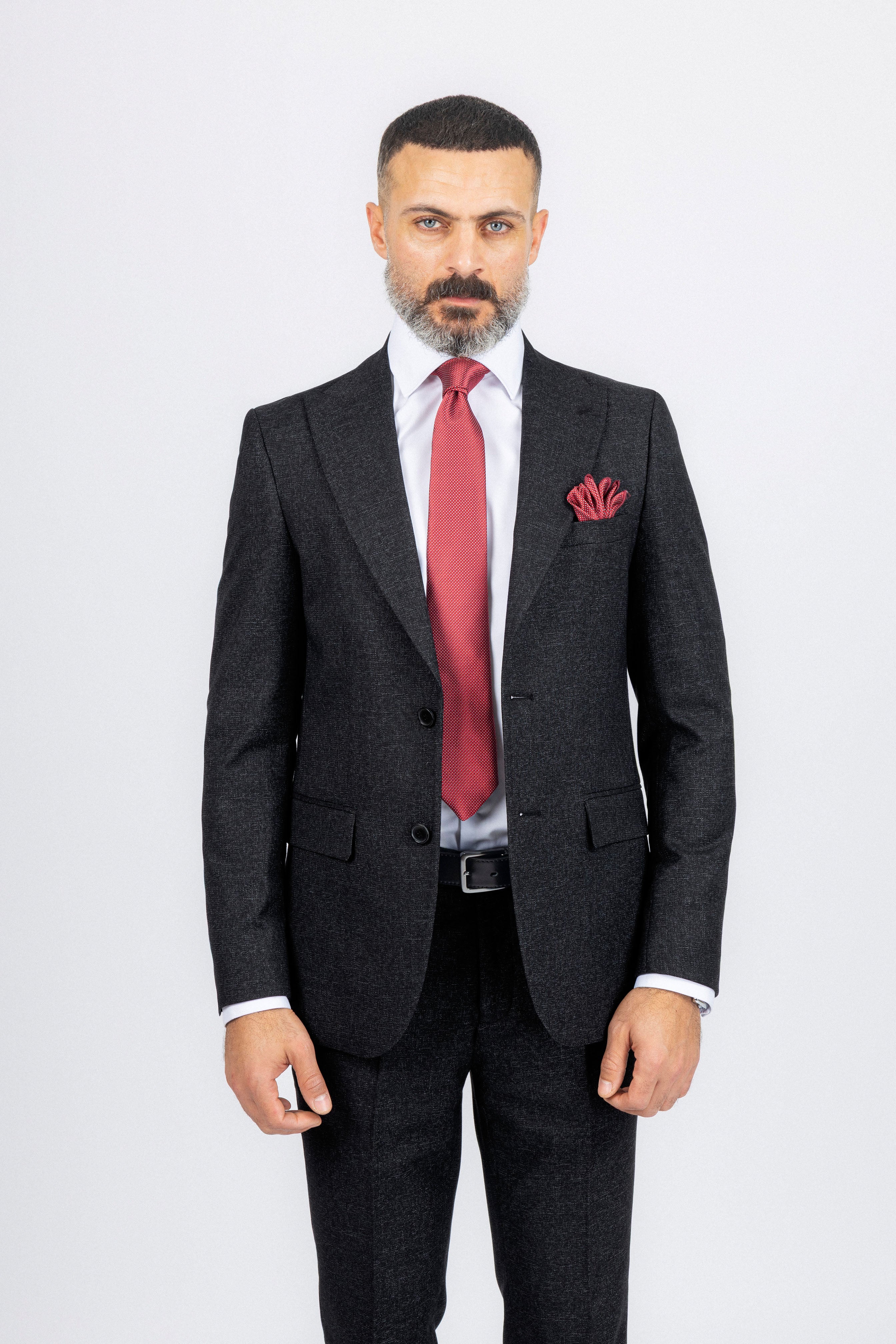 Dark Gray Textured Classic Suit