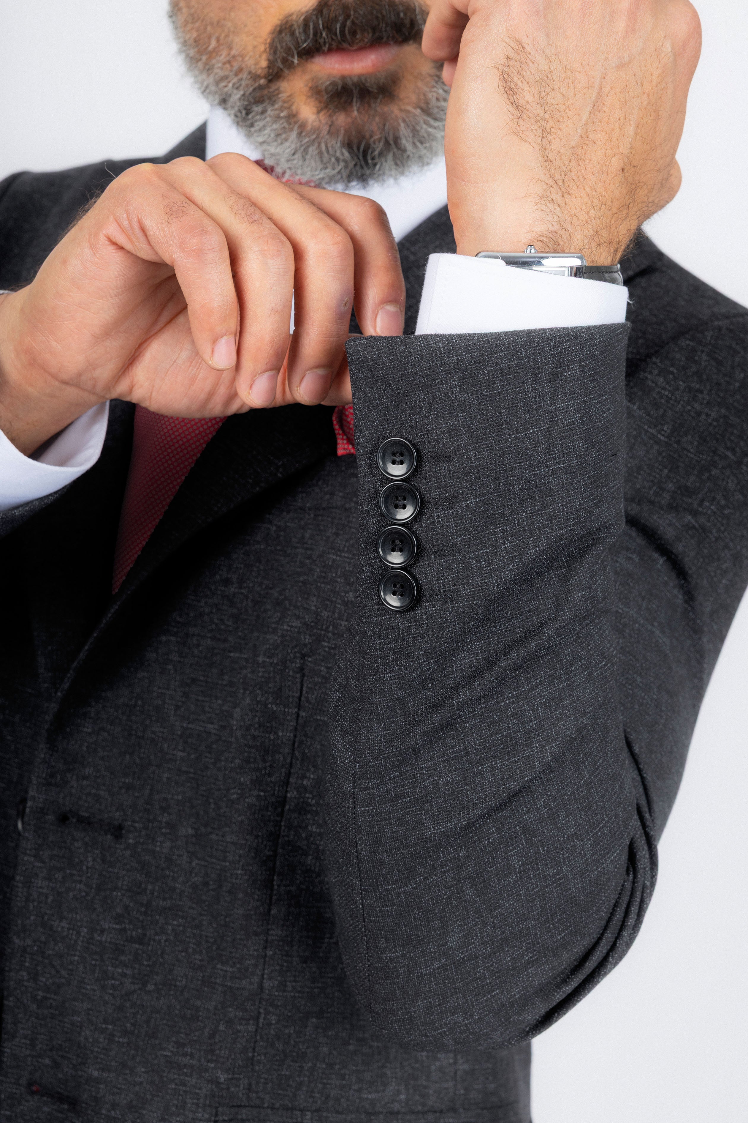 Dark Gray Textured Classic Suit