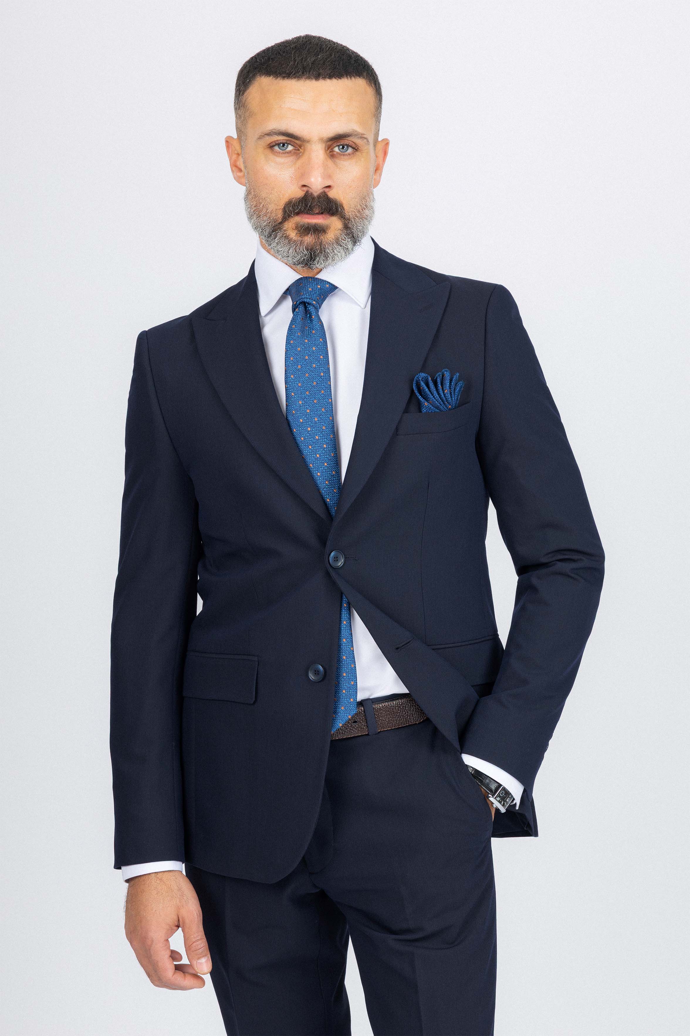 Navy Striped Classic Suit