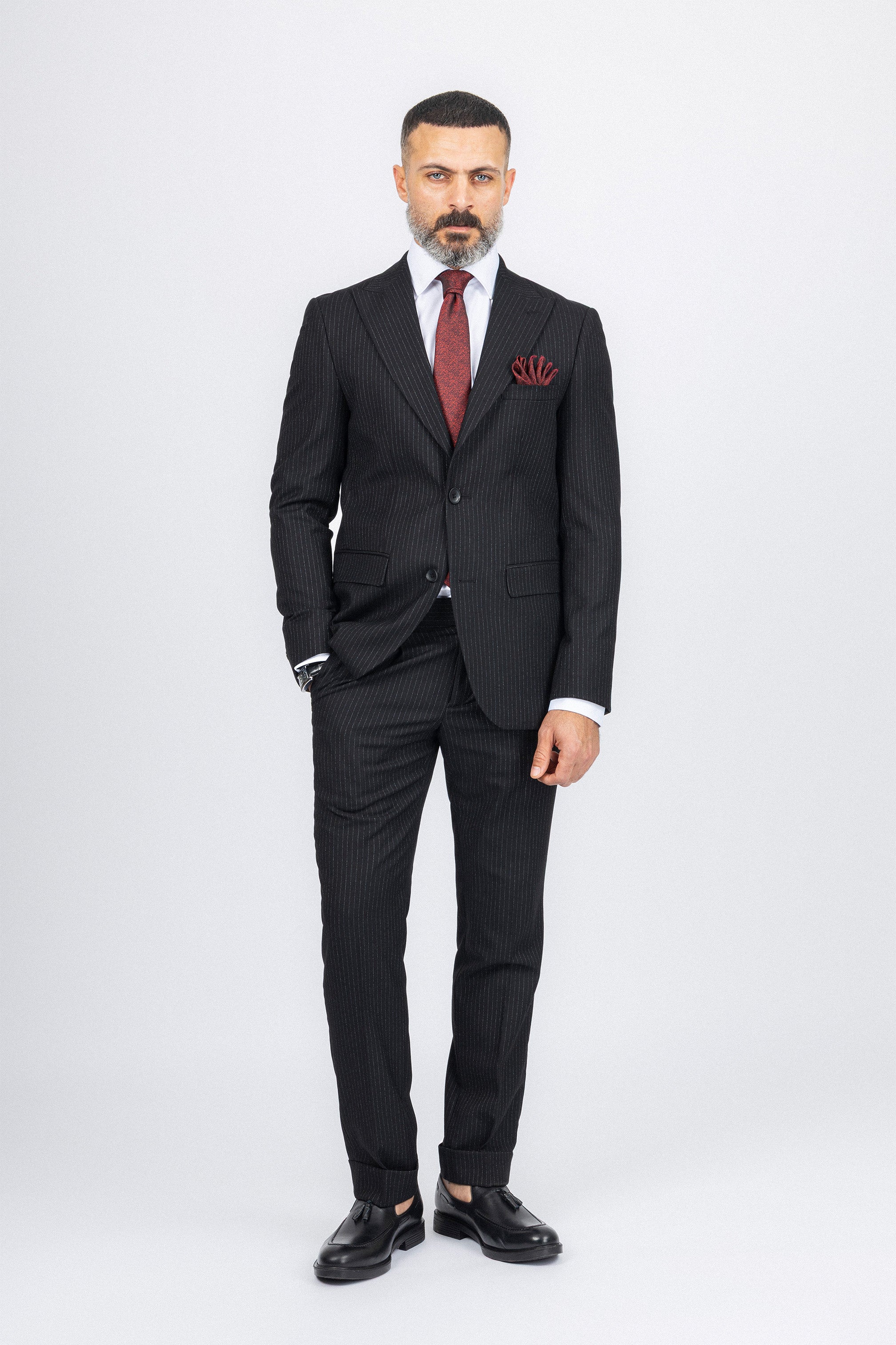 Black Striped Classic Suit