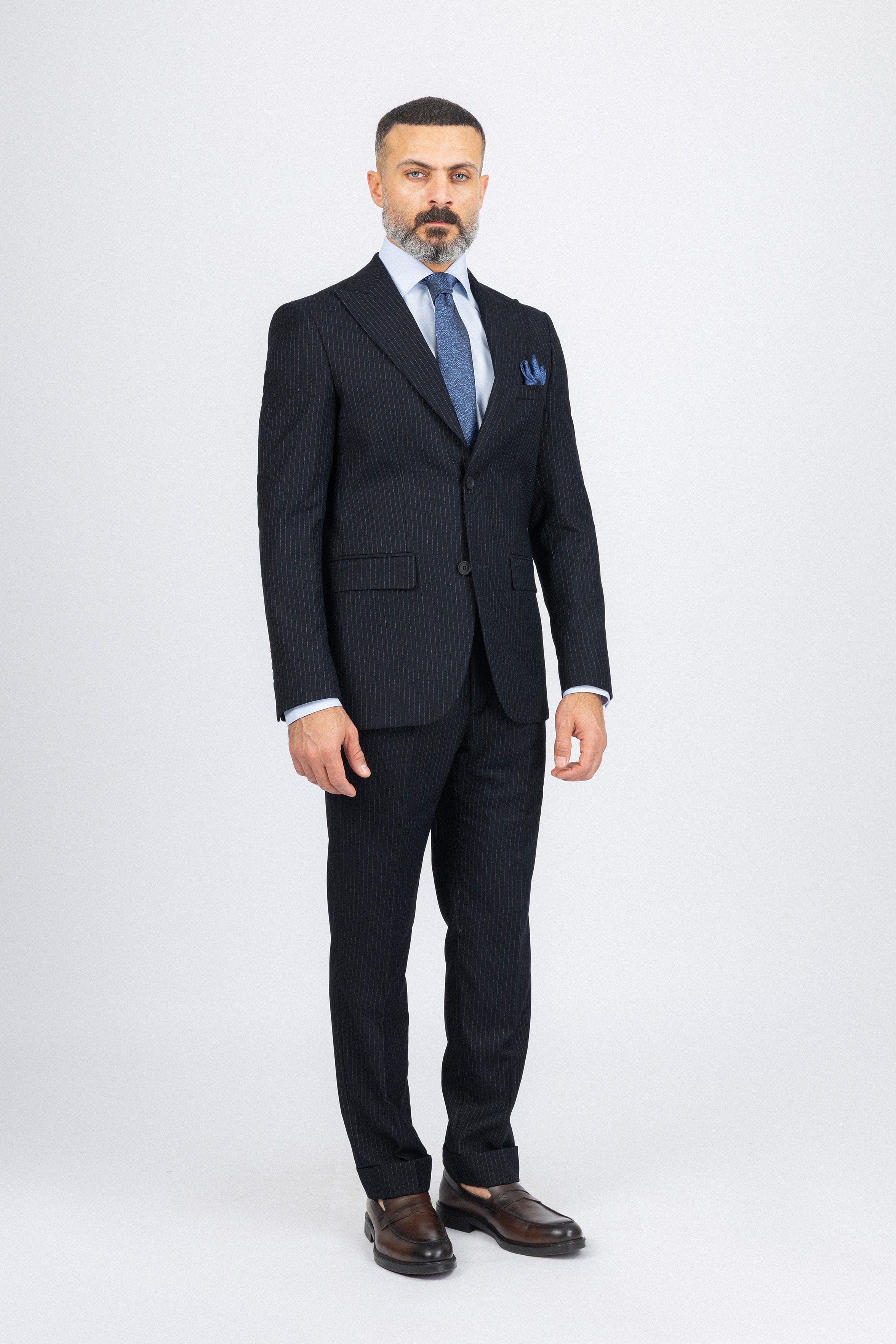 Navy Striped Classic Suit