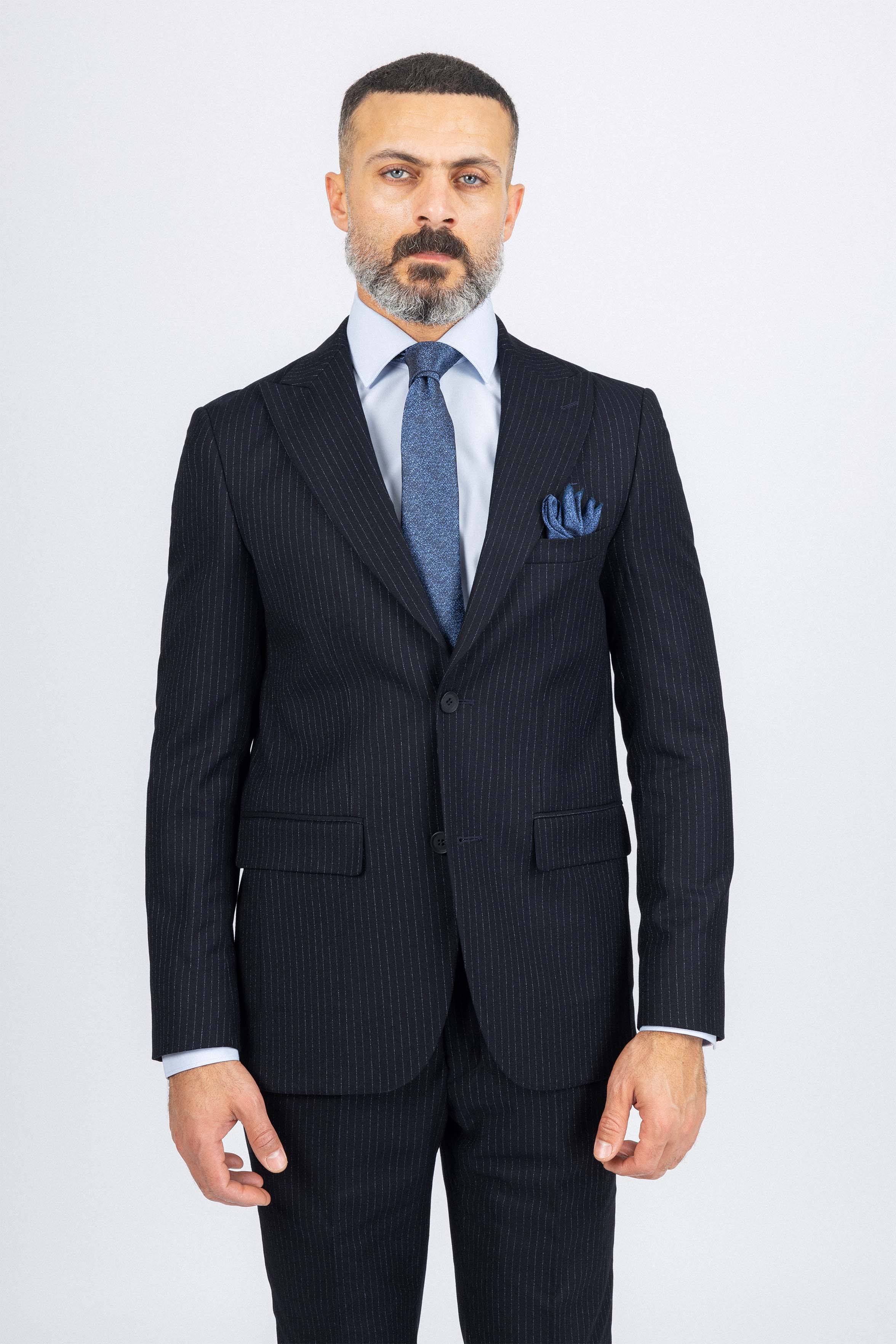Navy Striped Classic Suit
