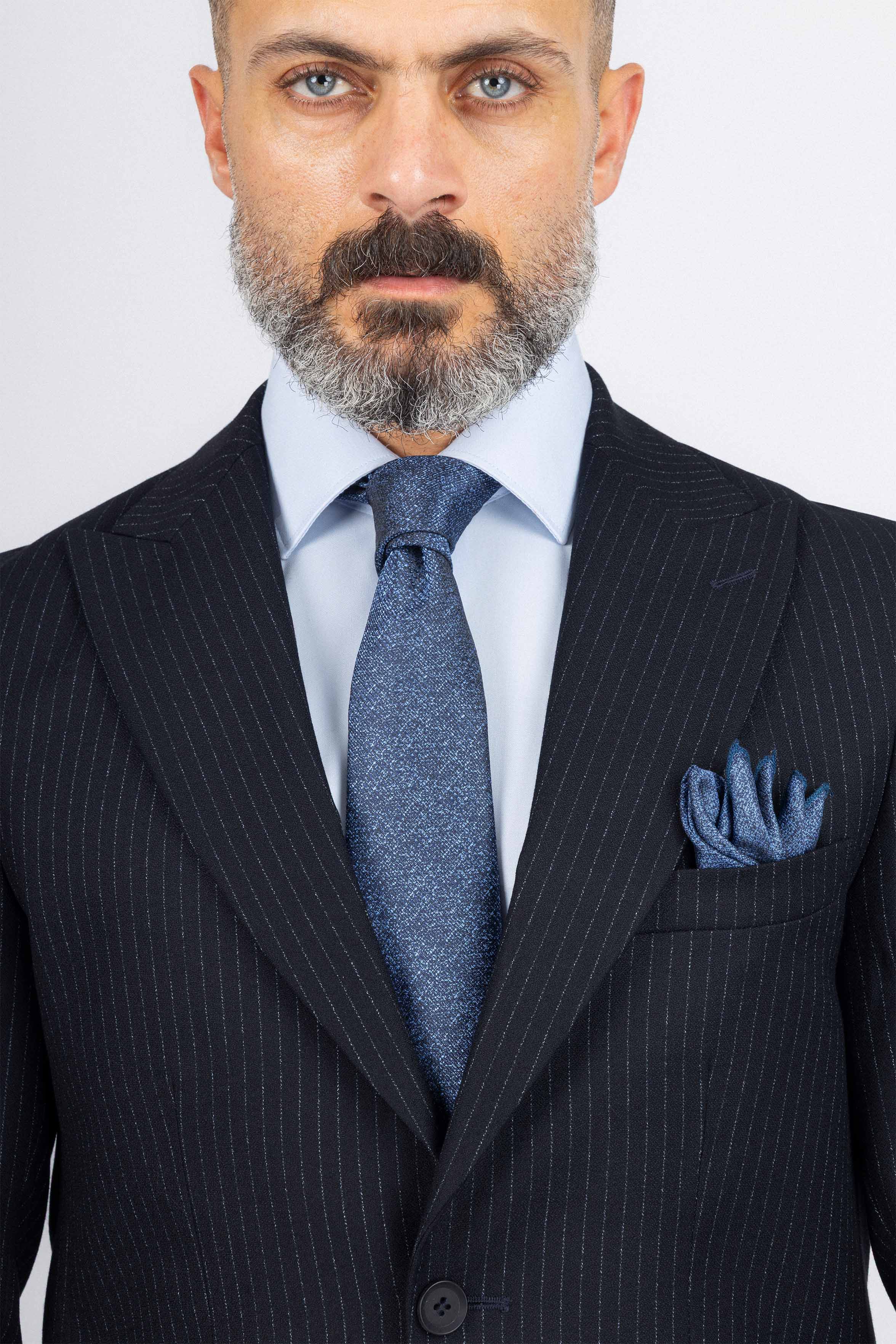 Navy Striped Classic Suit