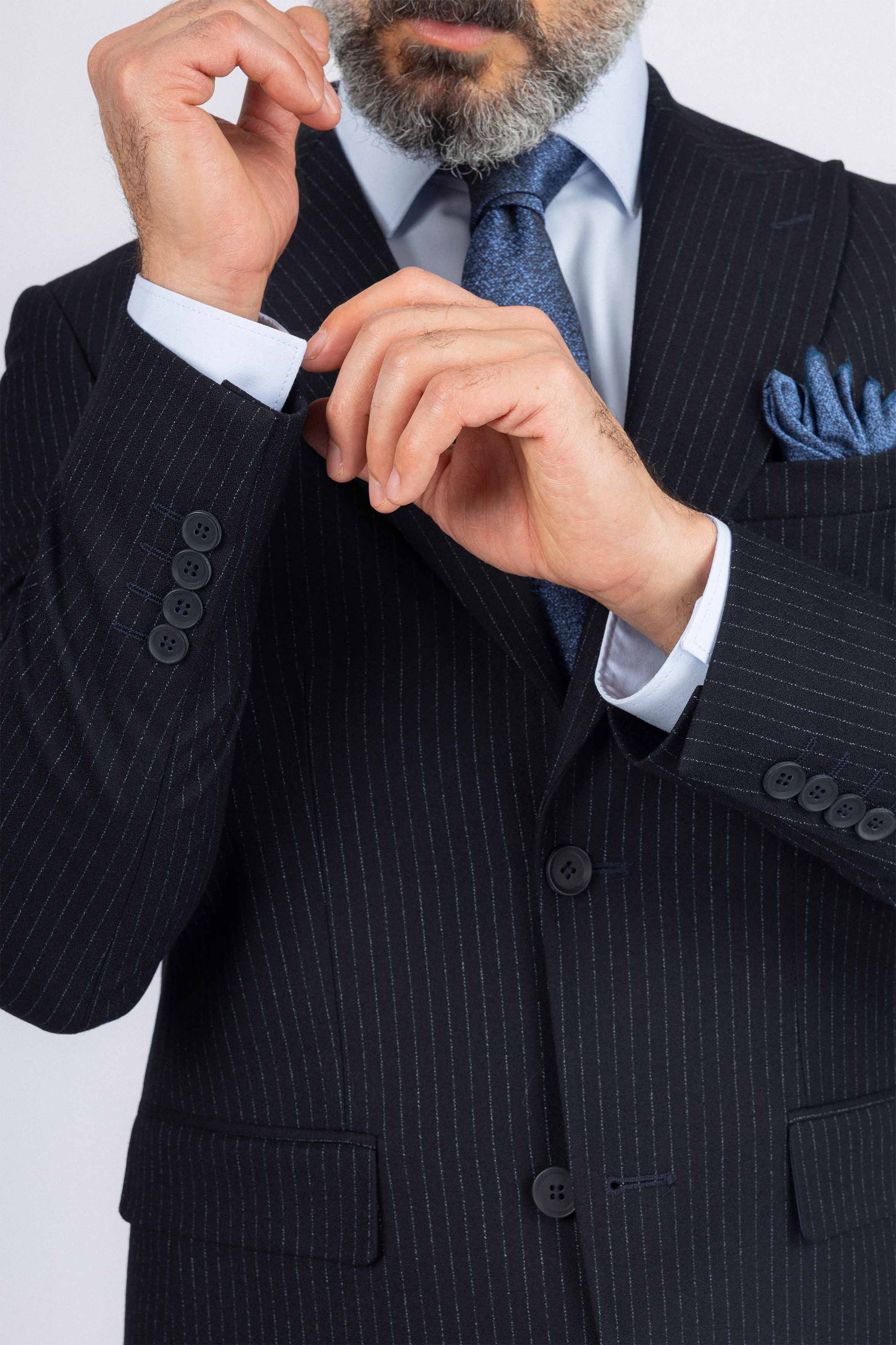 Navy Striped Classic Suit