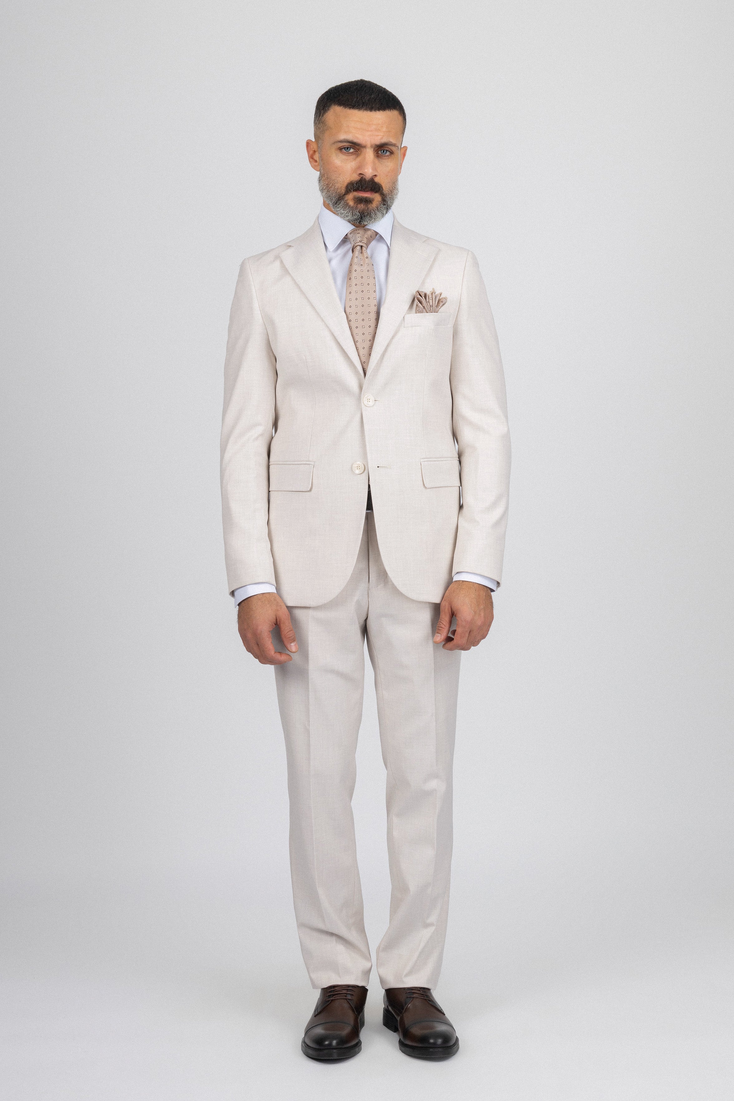 Light Beige Textured Classic Suit