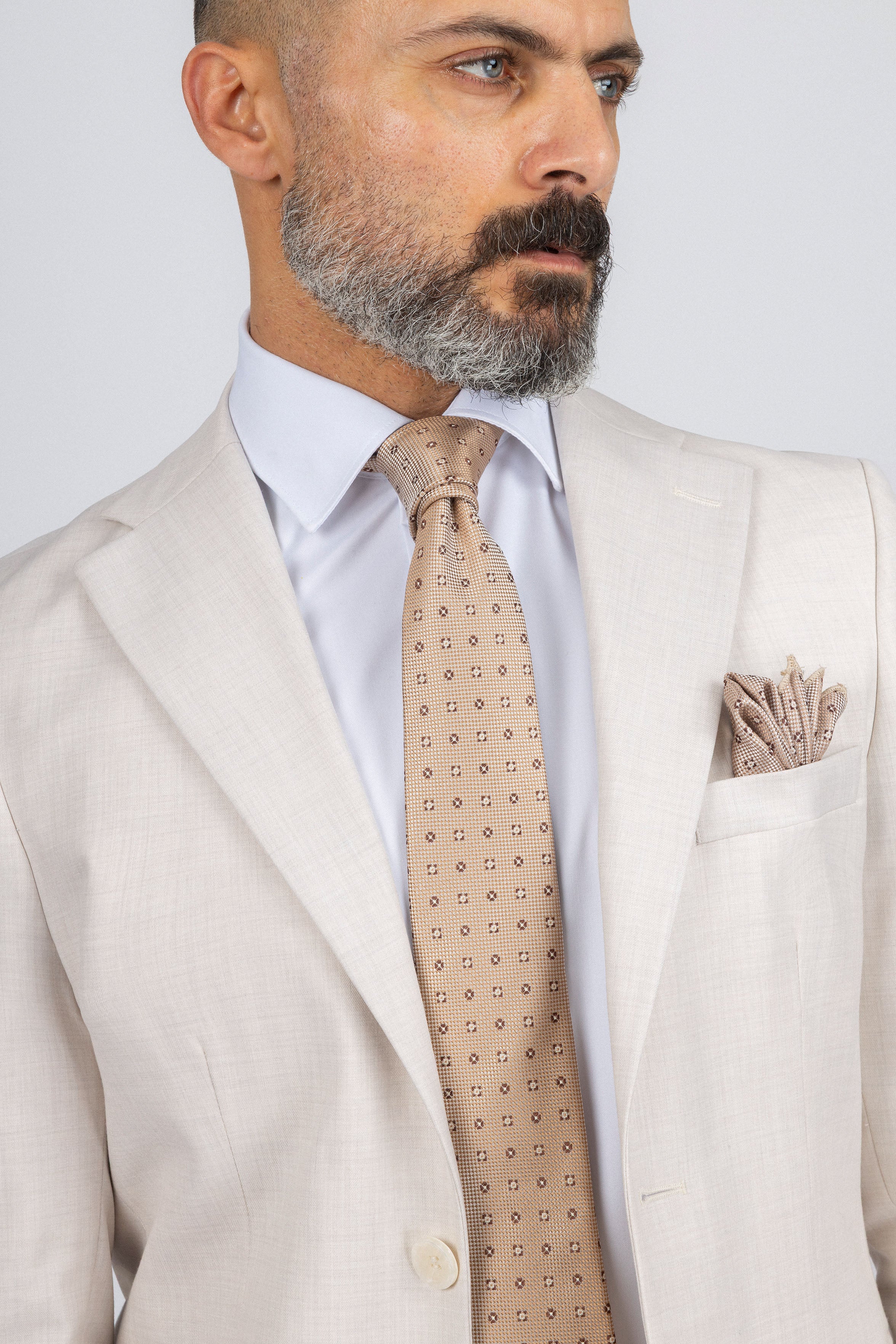 Light Beige Textured Classic Suit