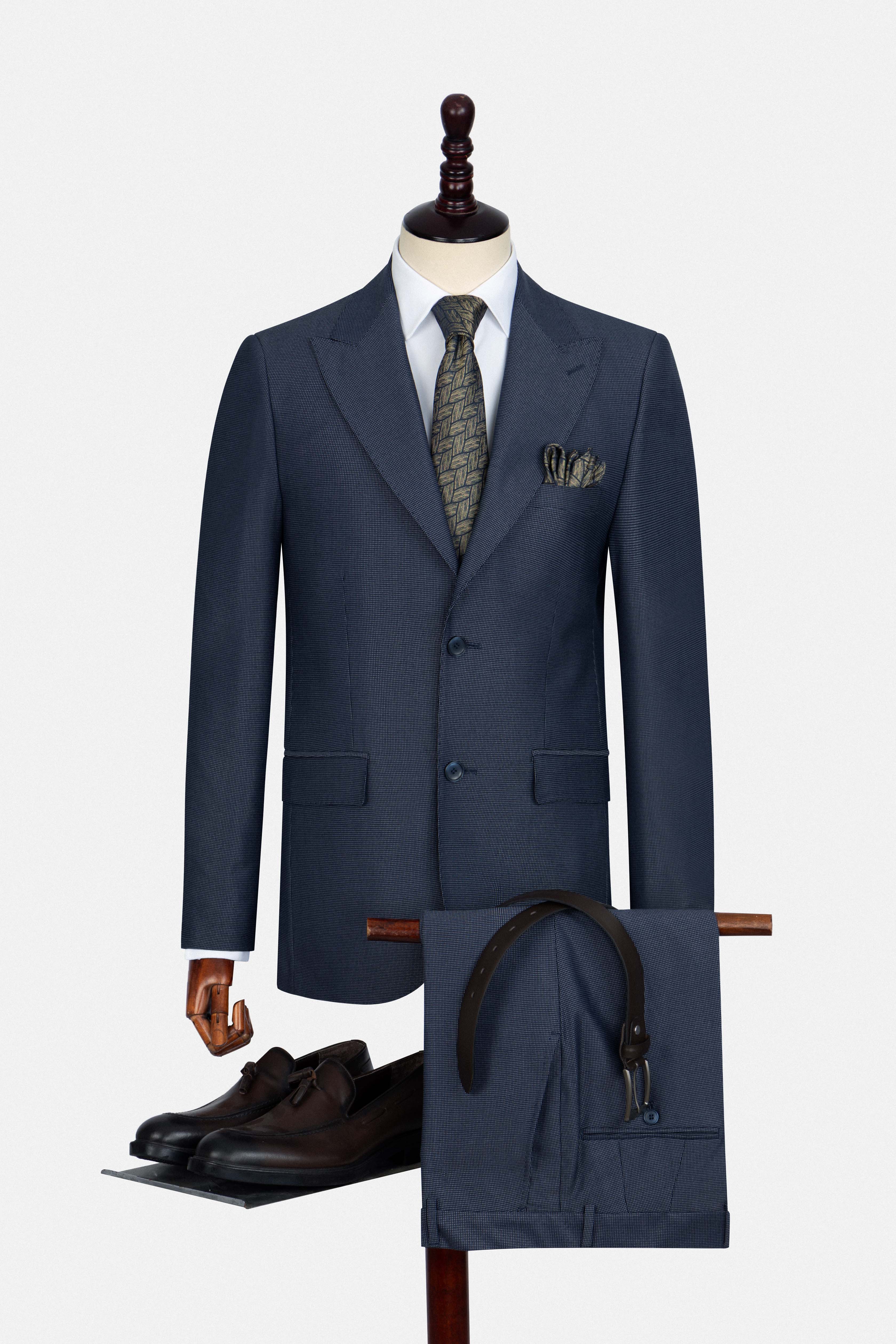 Patterned Navy Suit