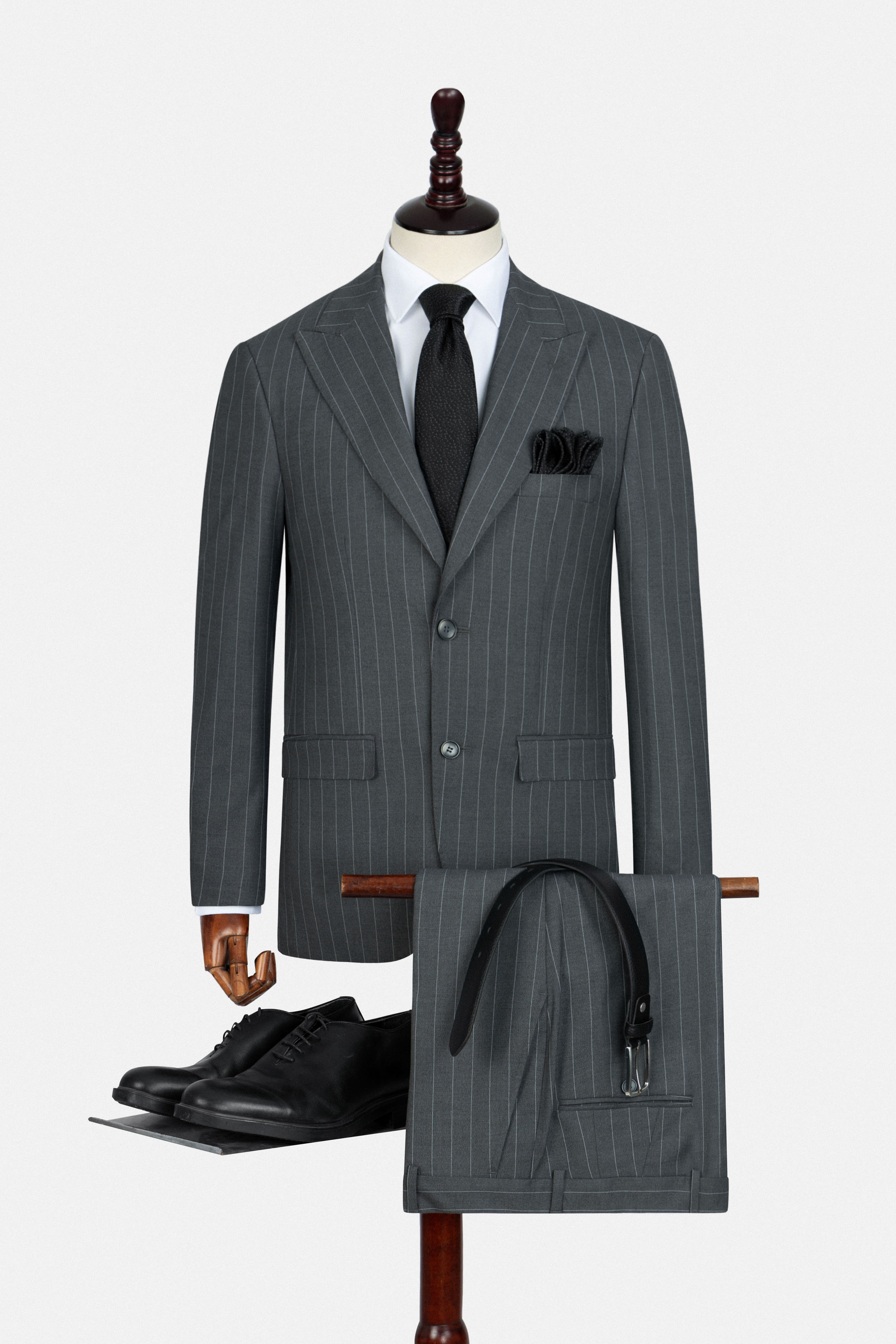 Striped Dark Gray Suit