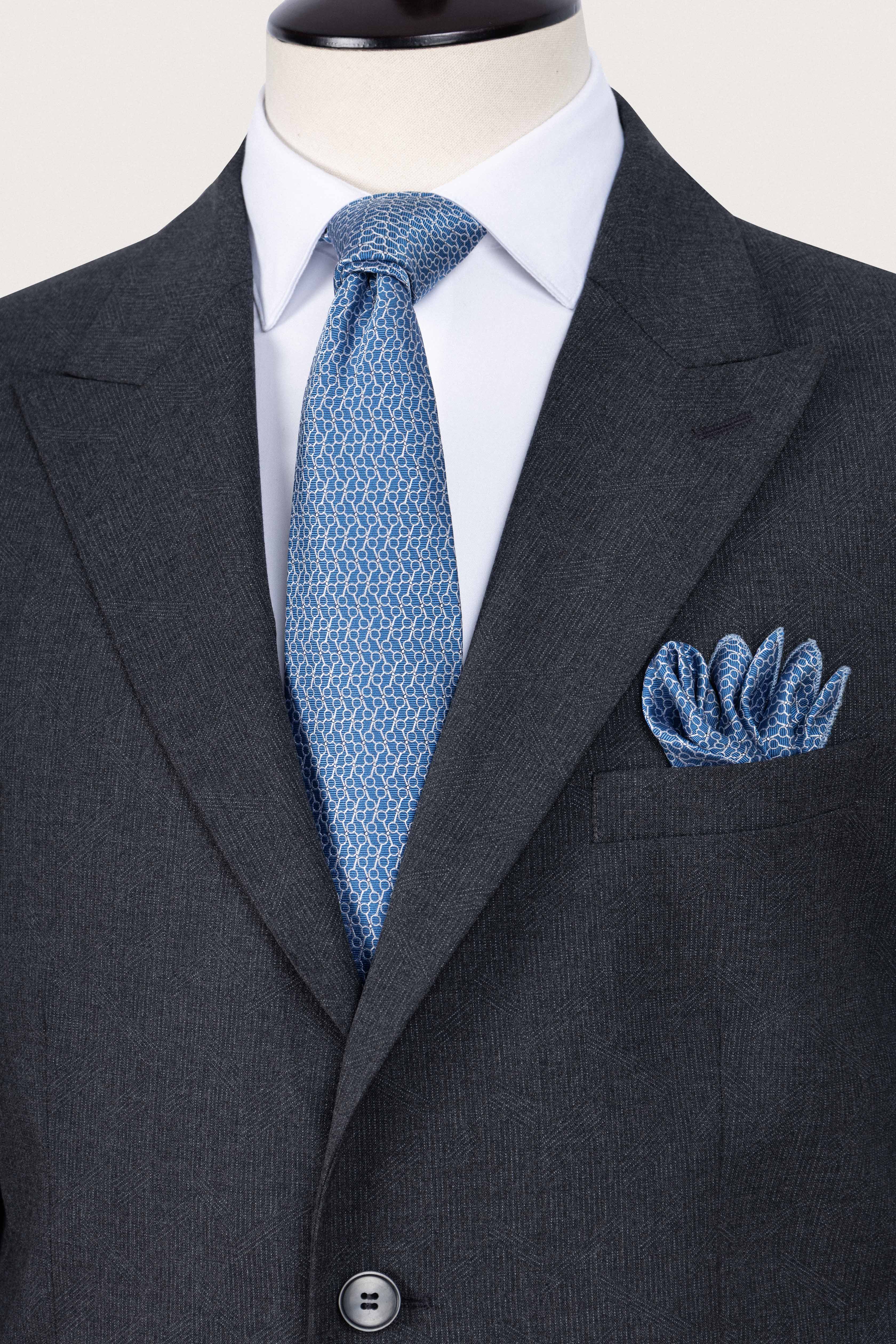 Dark Gray Patterned Formal Suit