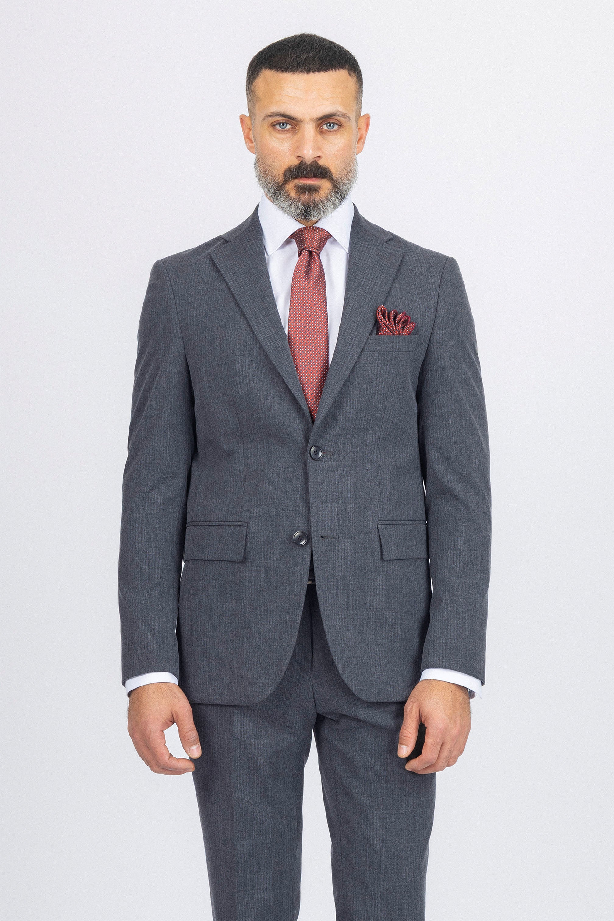 Dark Gray Textured Formal Suit