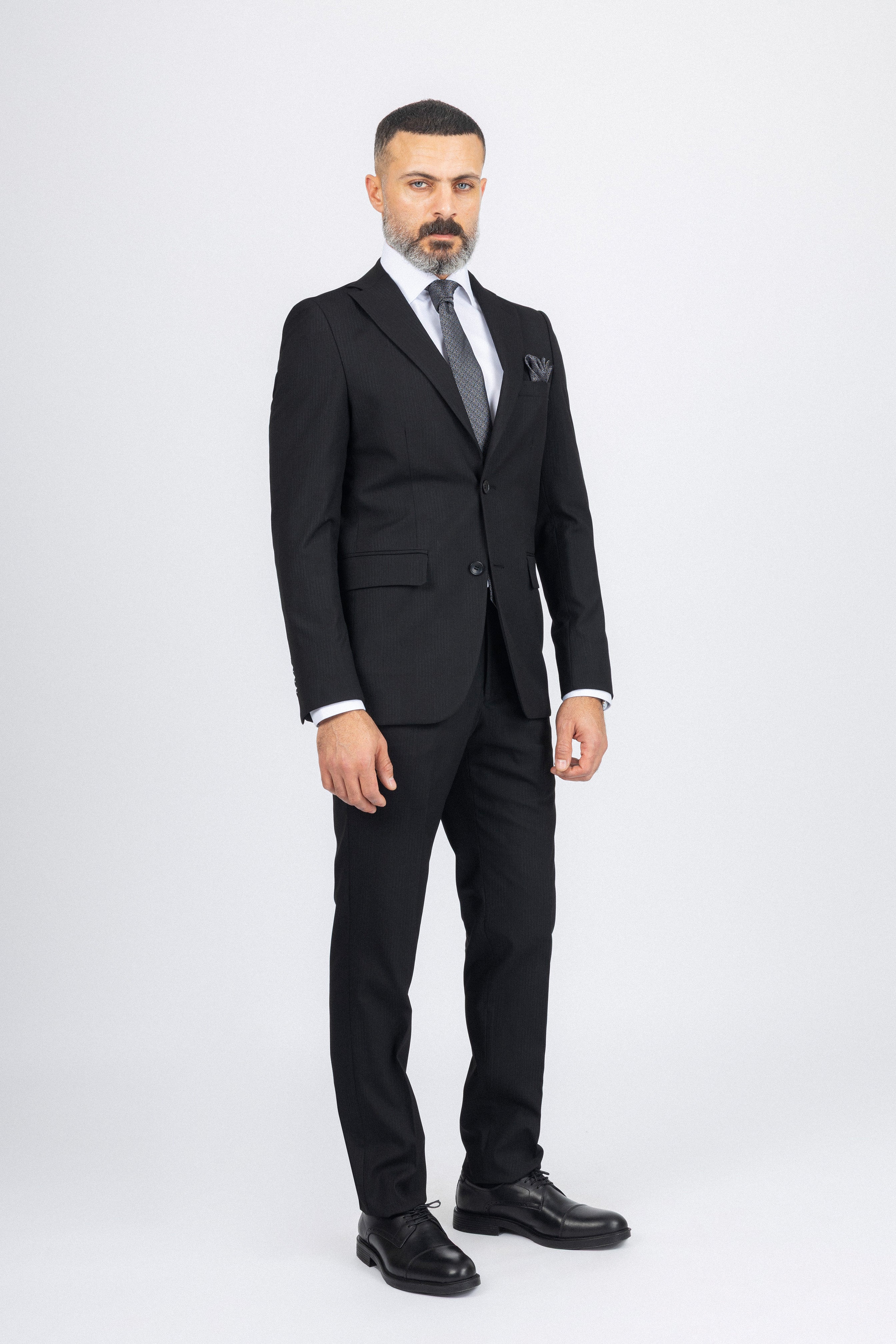 Black Fine Pinstripe Formal Suit