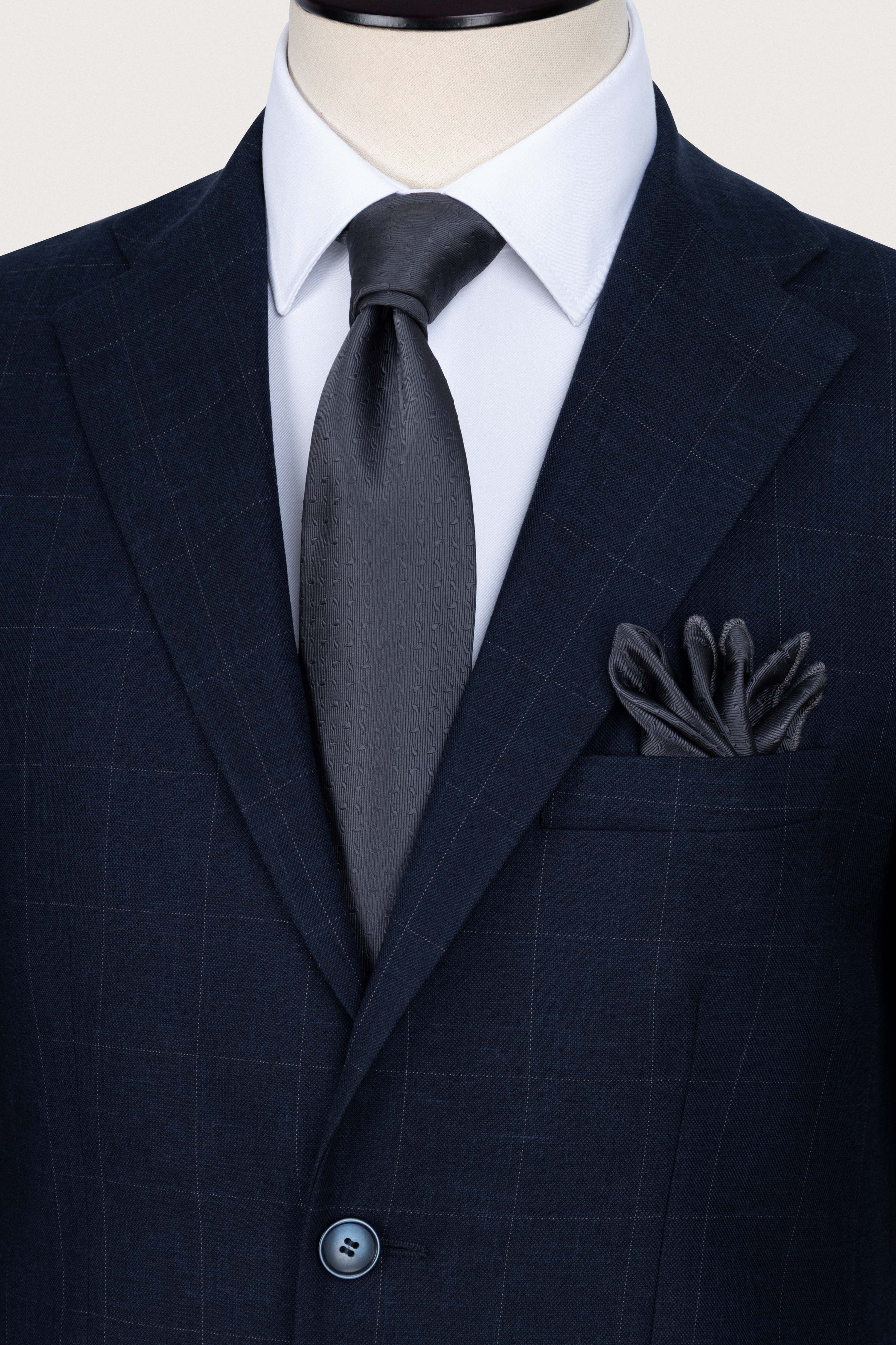 Navy Checked Formal Suit