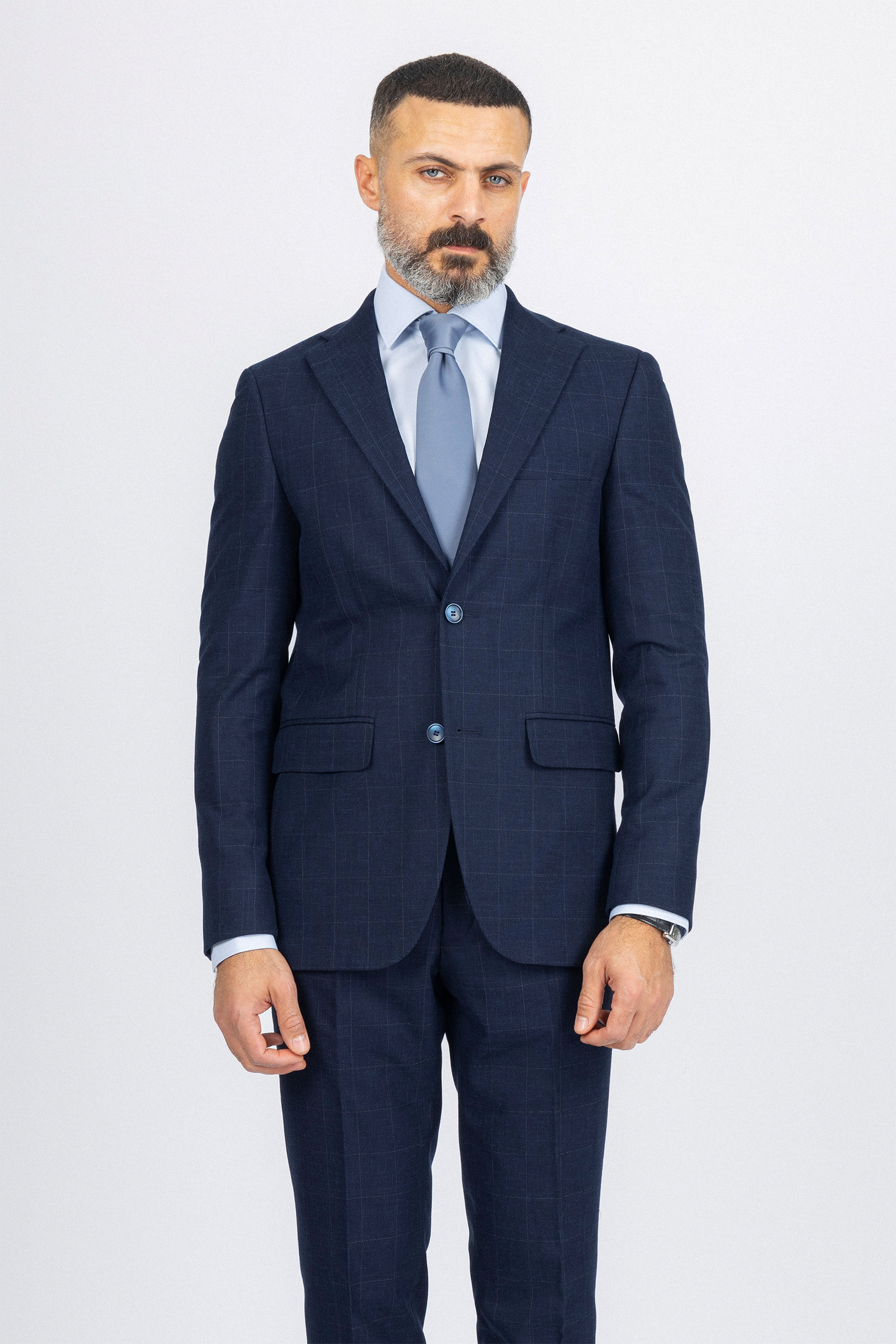 Navy Checked Classic Suit