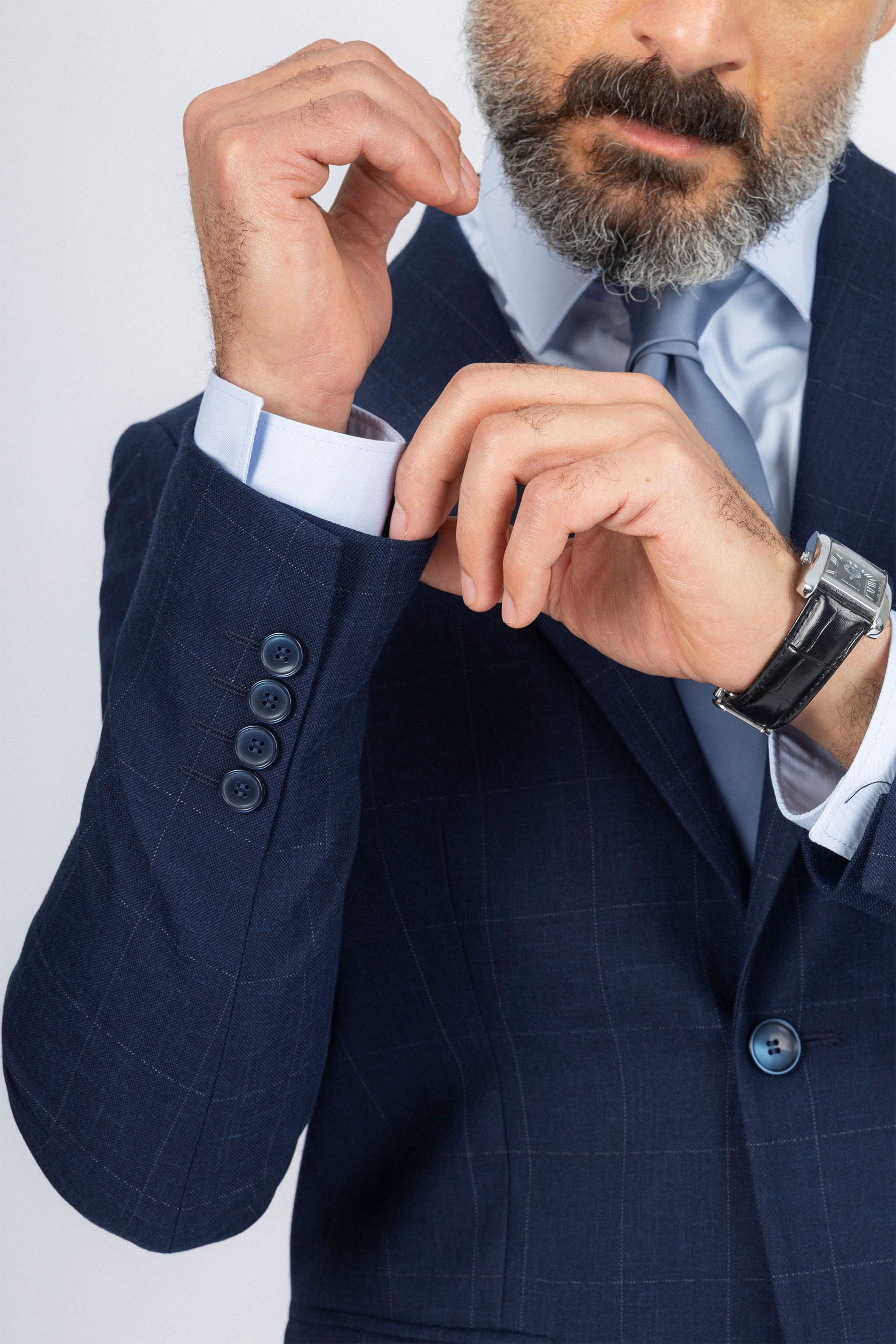 Navy Checked Classic Suit