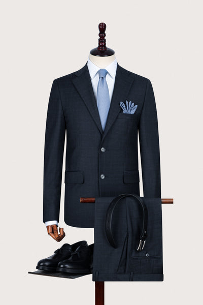 Navy Checked Formal Suit