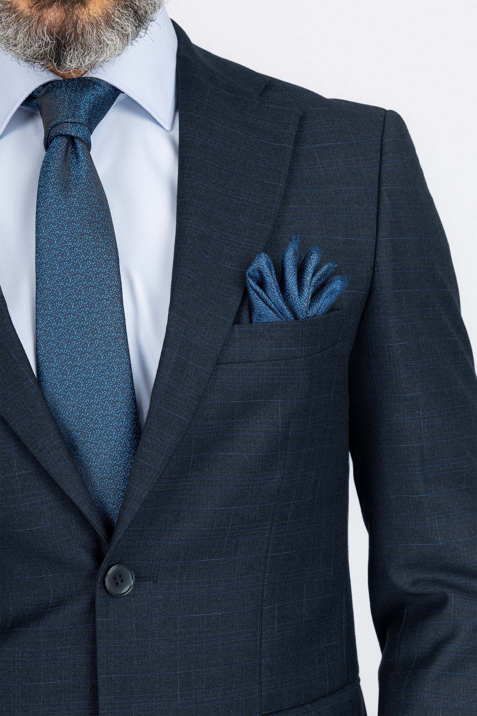 Dark petroleum Checked Classic Suit