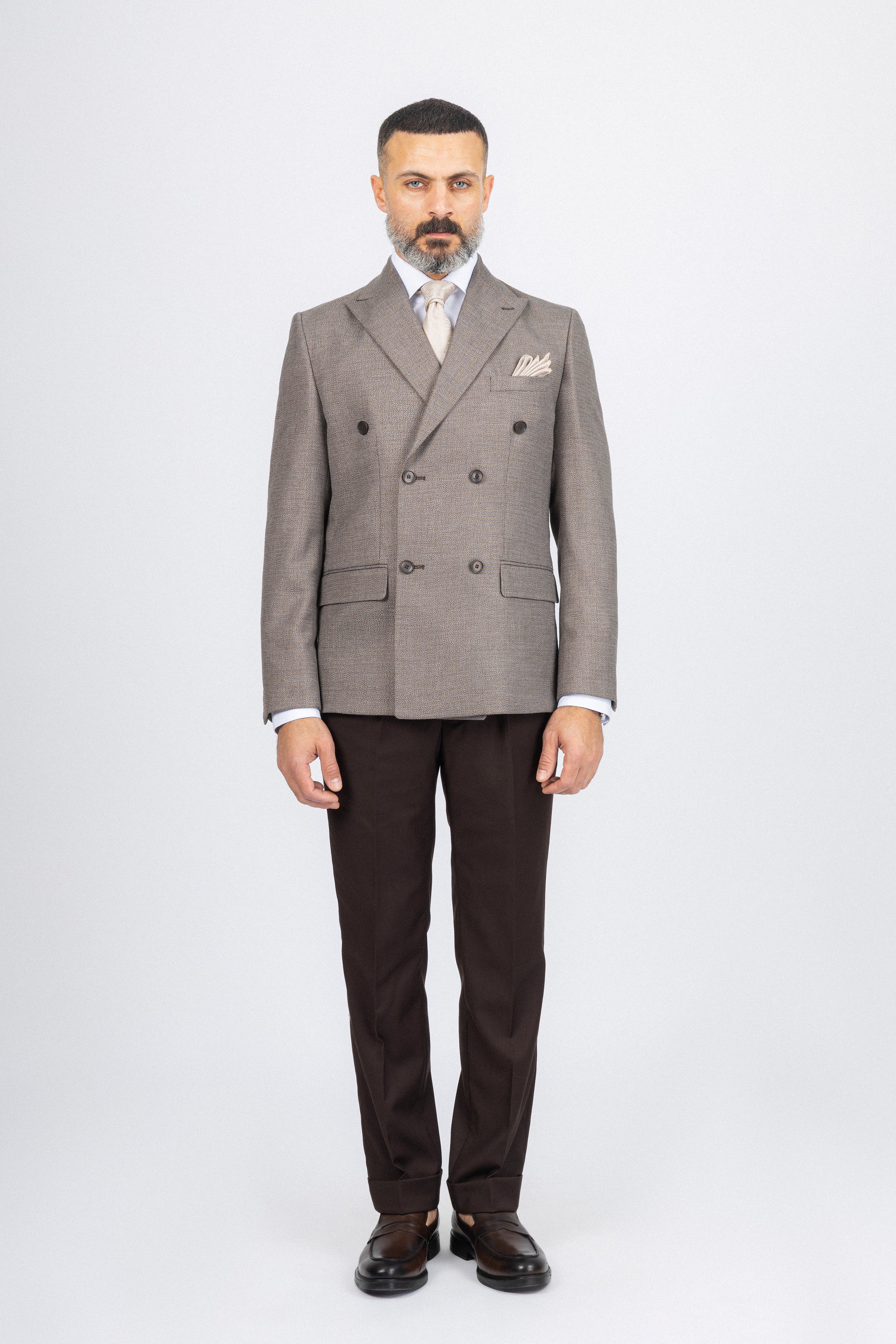 Light Brown Textured Formal Suit