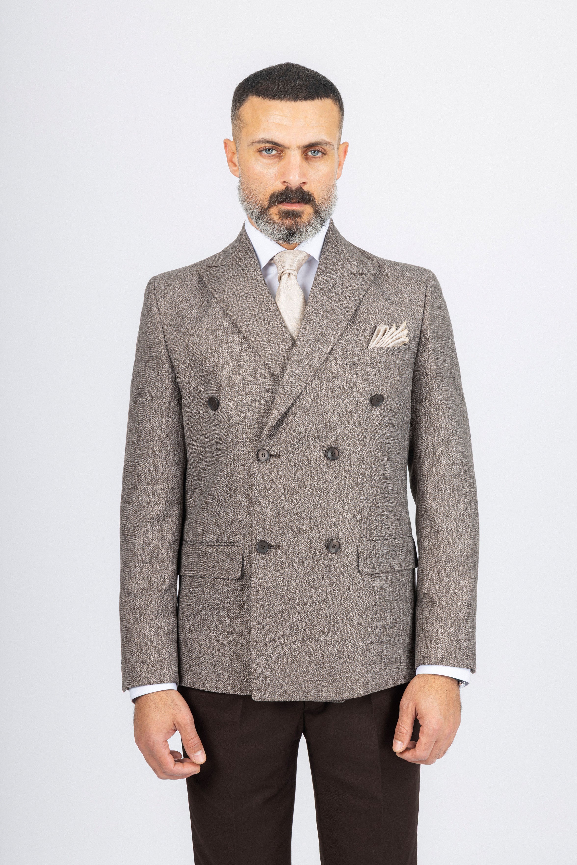 Light Brown Textured Formal Suit