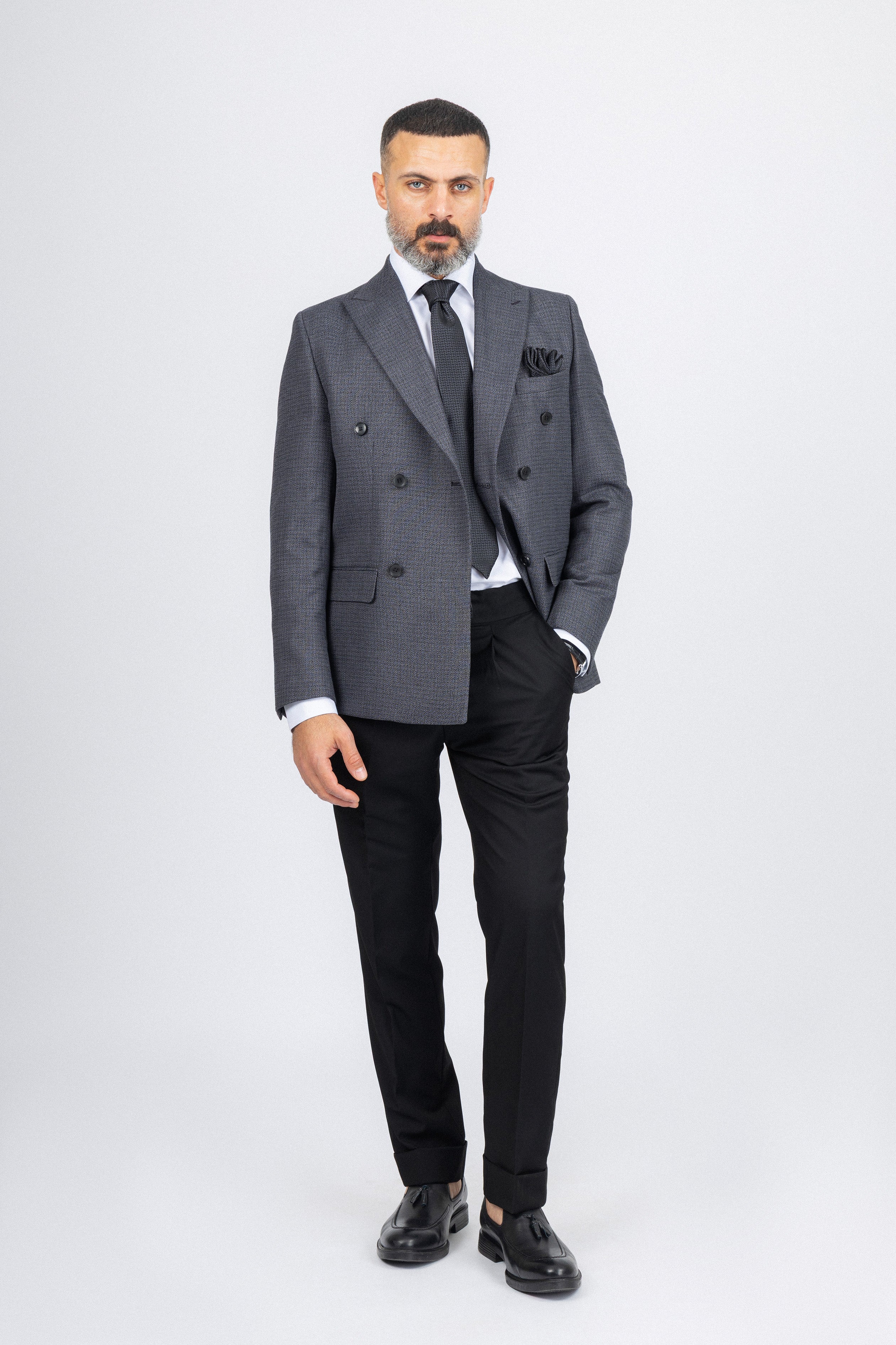 Dark Gray Textured Formal Suit