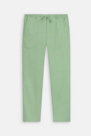 Laced-Up Light Green Linen Look casual pants