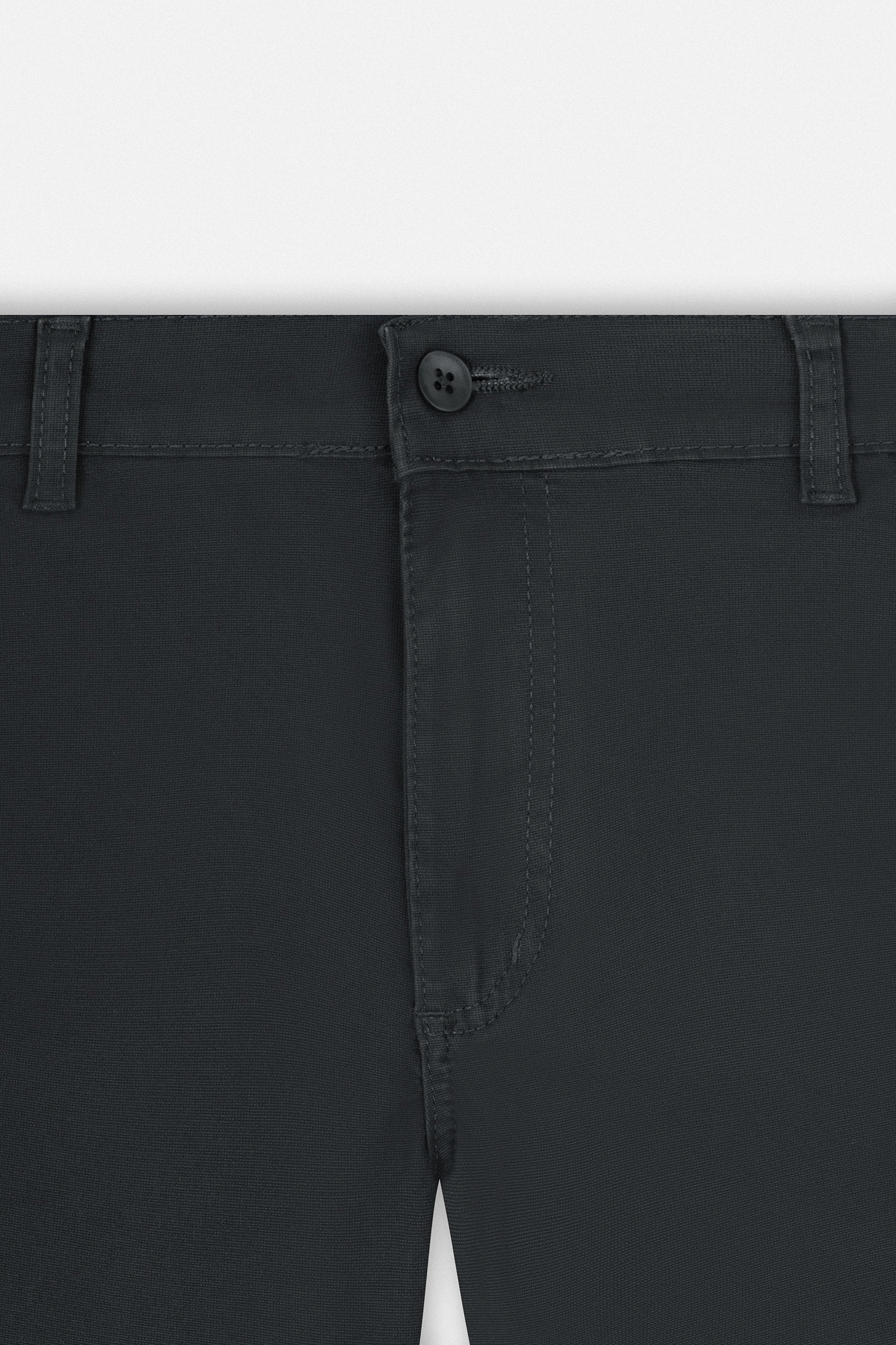 Patterned Dark Gray Gabardine Short