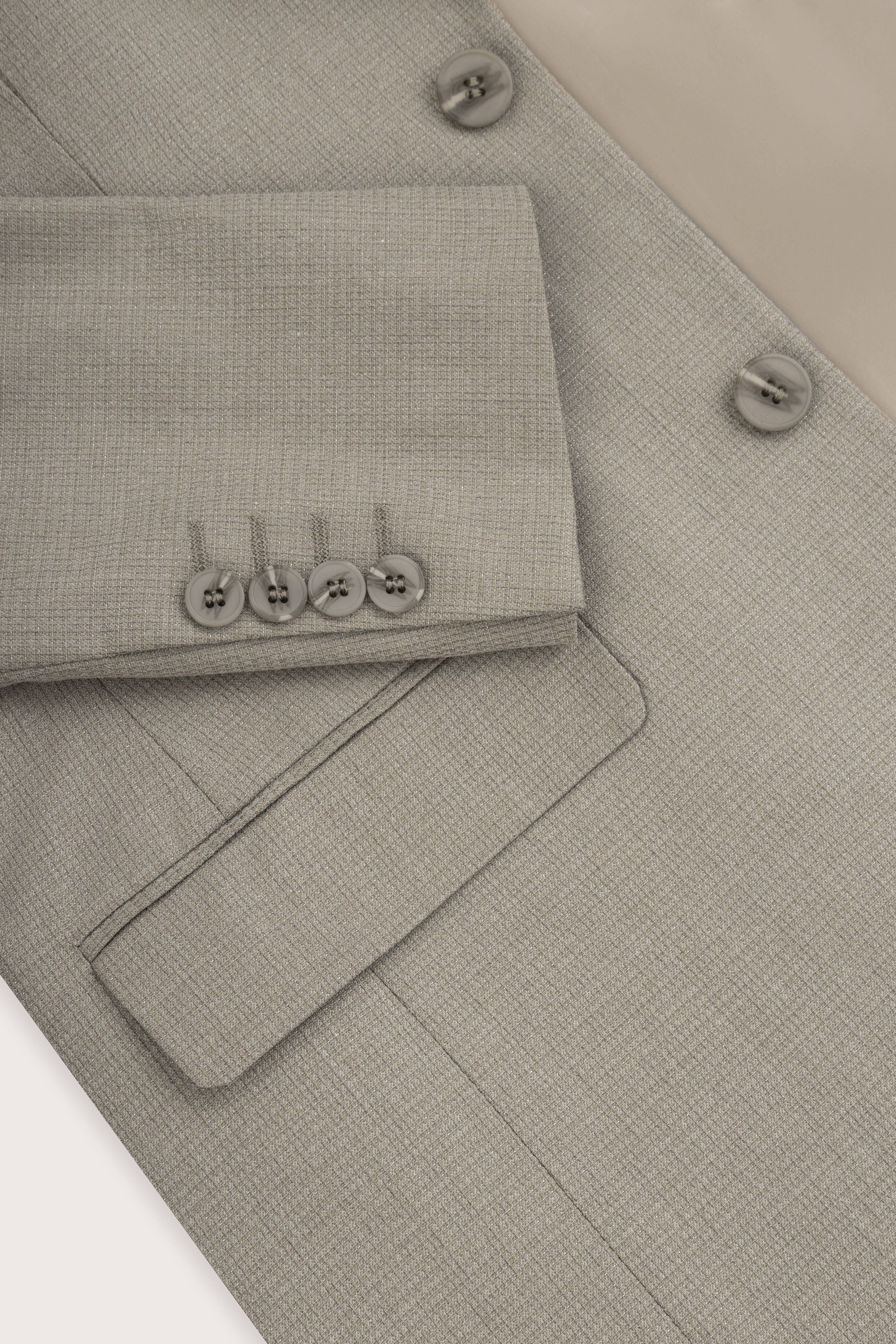 Beige Checked Classic Blazer