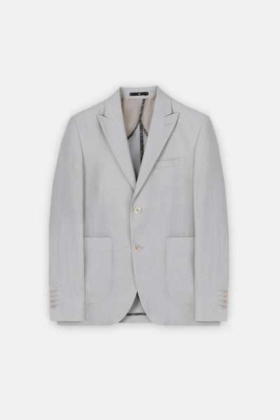 Beige Casual Linen Blend Blazer